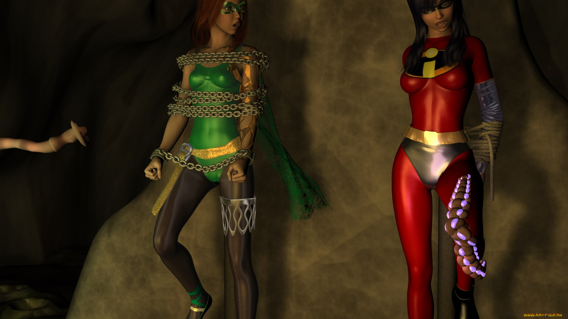 3д, графика, фантазия, , fantasy, девушки, взгляд, фон