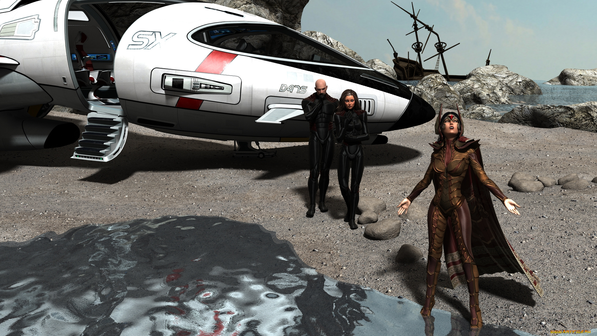 3д, графика, фантазия, , fantasy, фон, взгляд, девушка