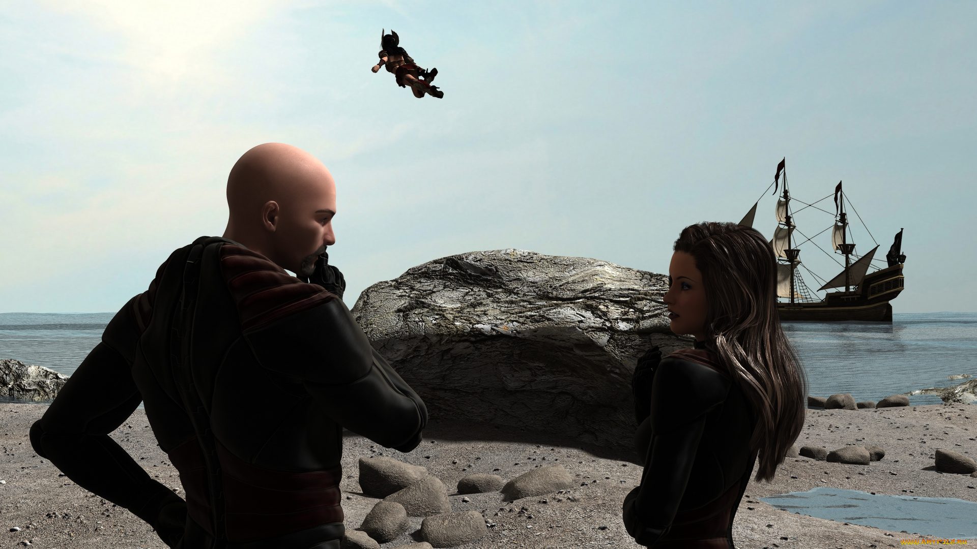 3д, графика, фантазия, , fantasy, фон, взгляд, девушка