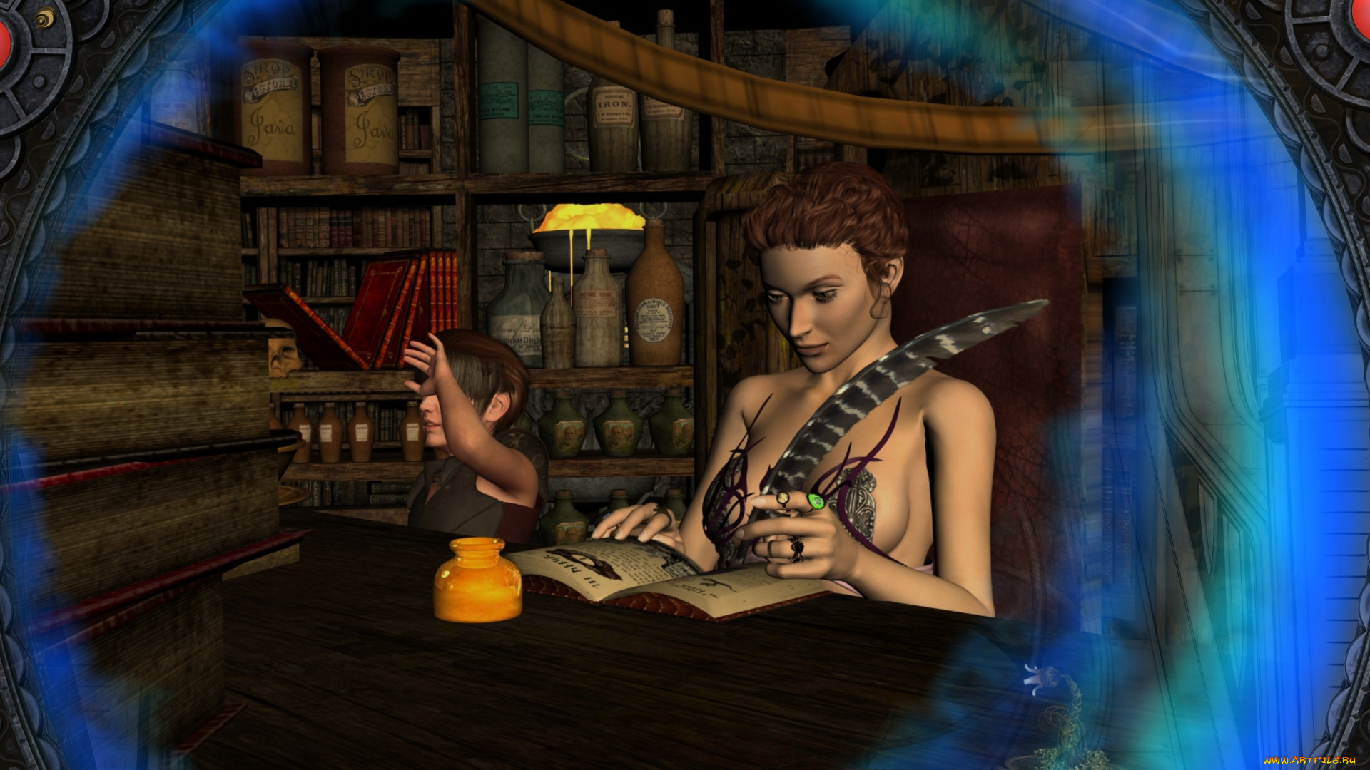 3д, графика, фантазия, , fantasy, фон, взгляд, девушка