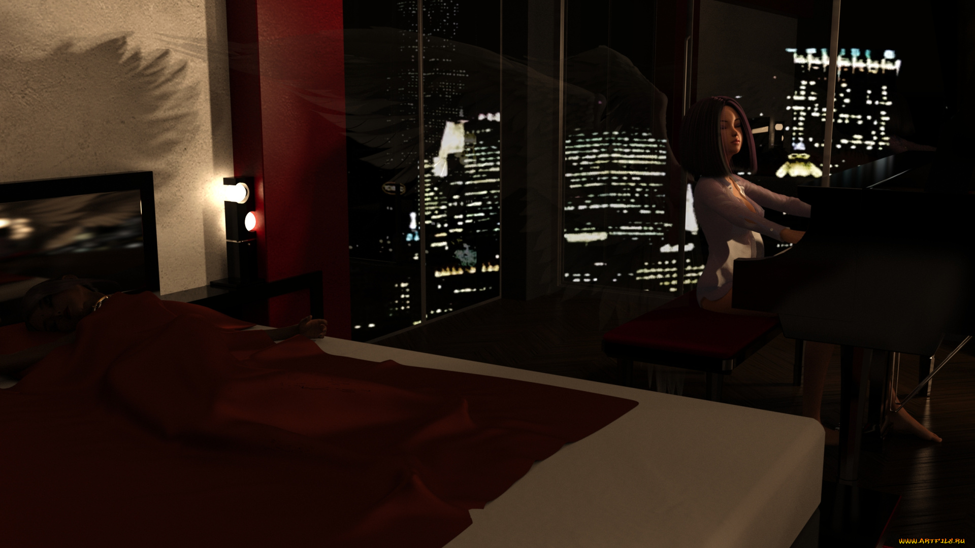 3д, графика, люди, , people, девушка, взгляд, фон