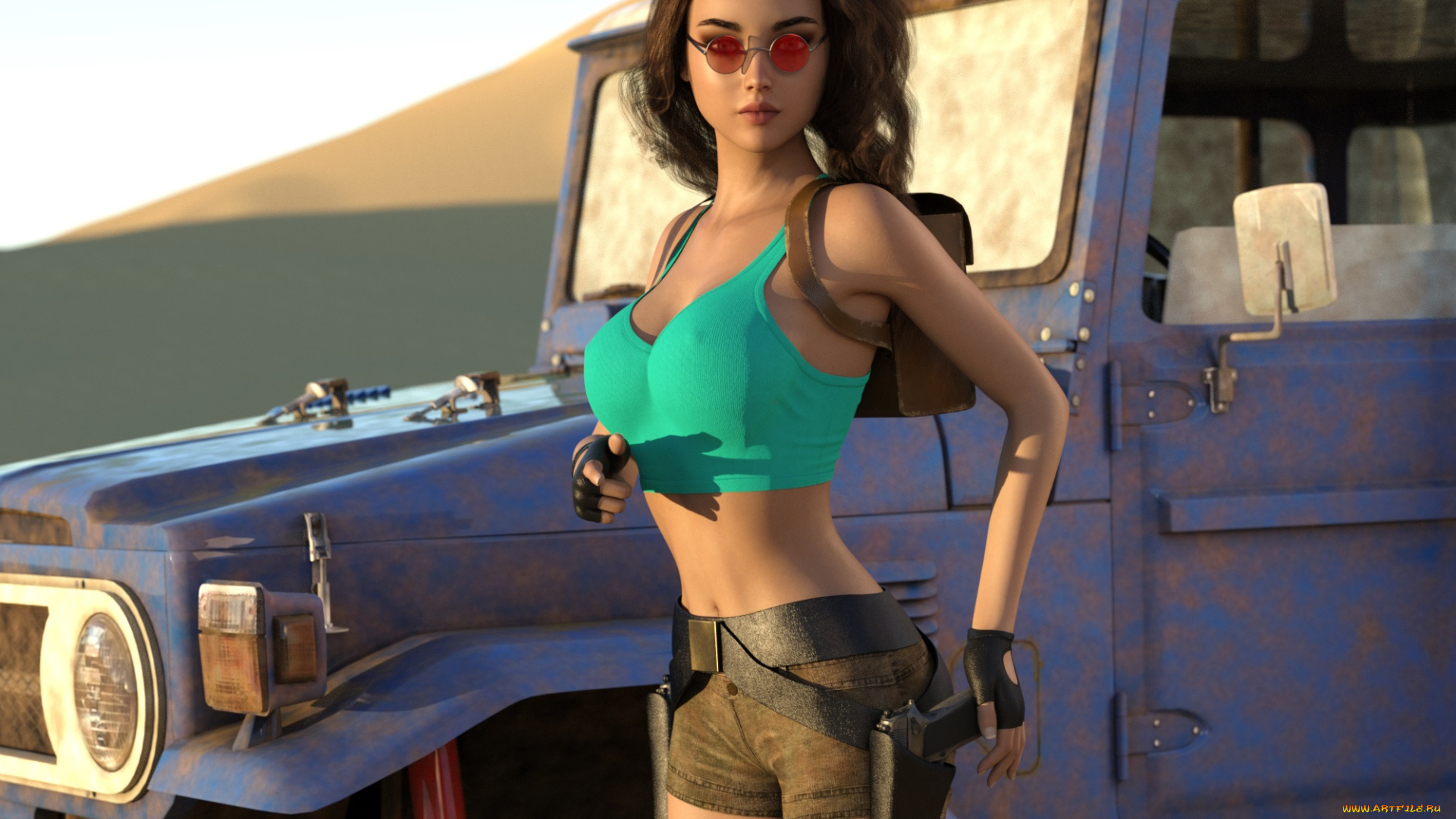 3д, графика, люди-авто, мото, , people-, car, , , moto, девушка, взгляд, фон