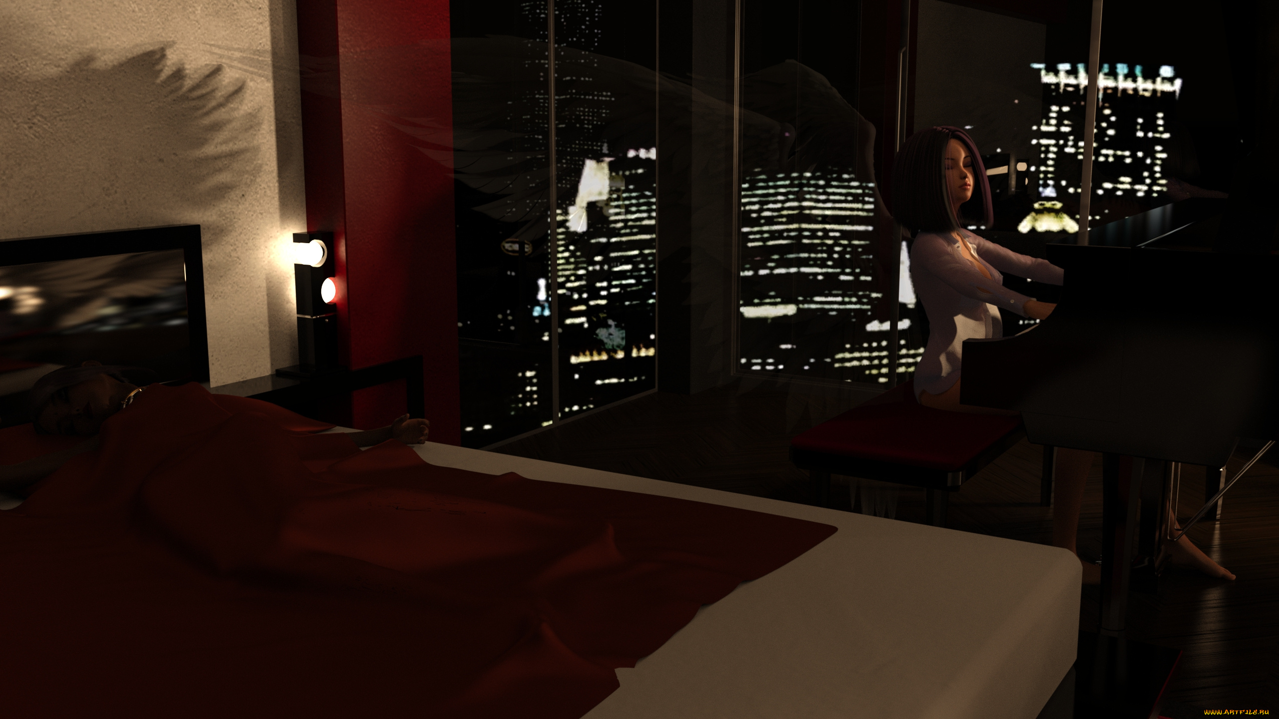 3д, графика, люди, , people, девушка, взгляд, фон