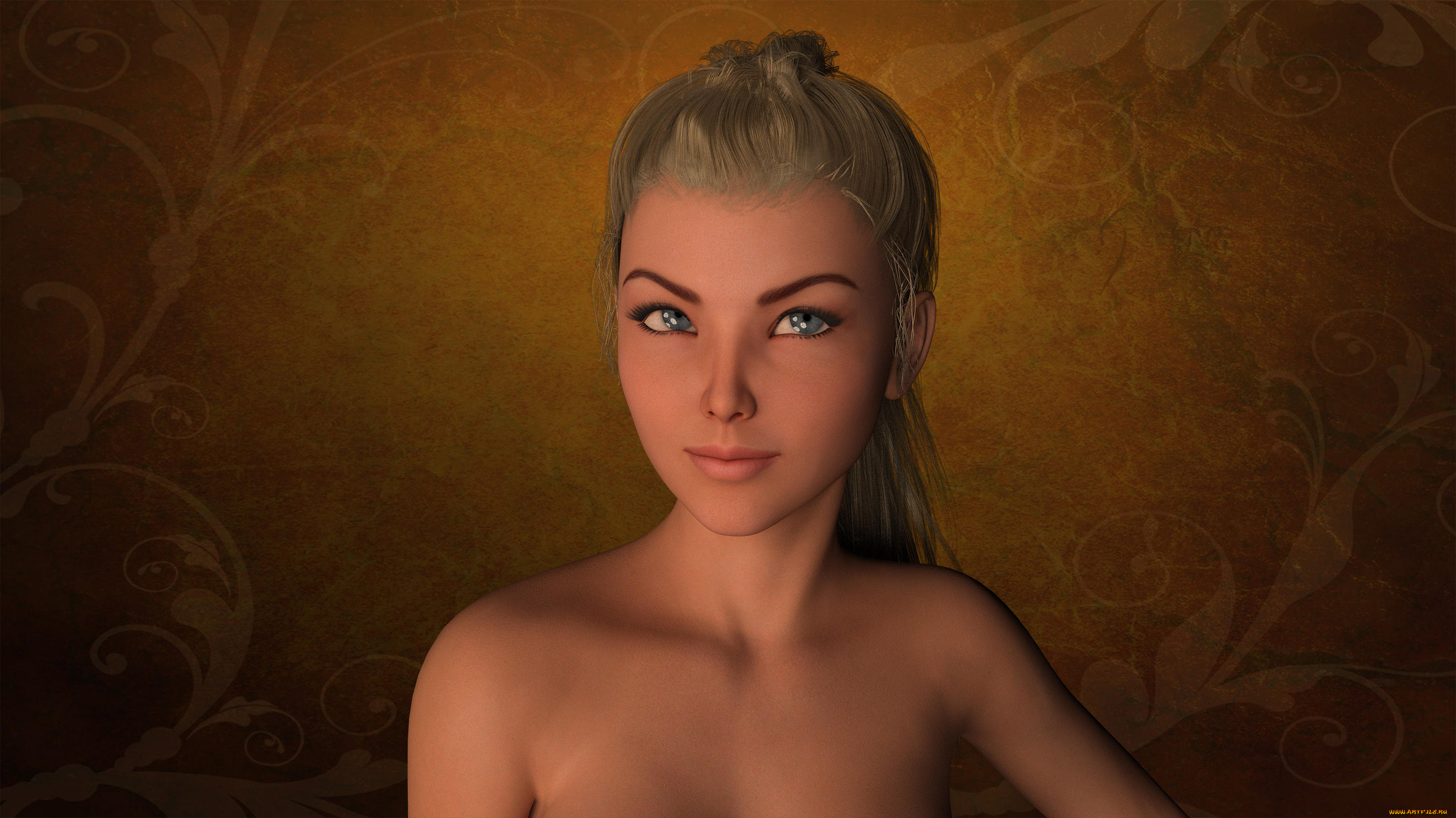 3д, графика, портрет, , portraits, девушка, взгляд, фон