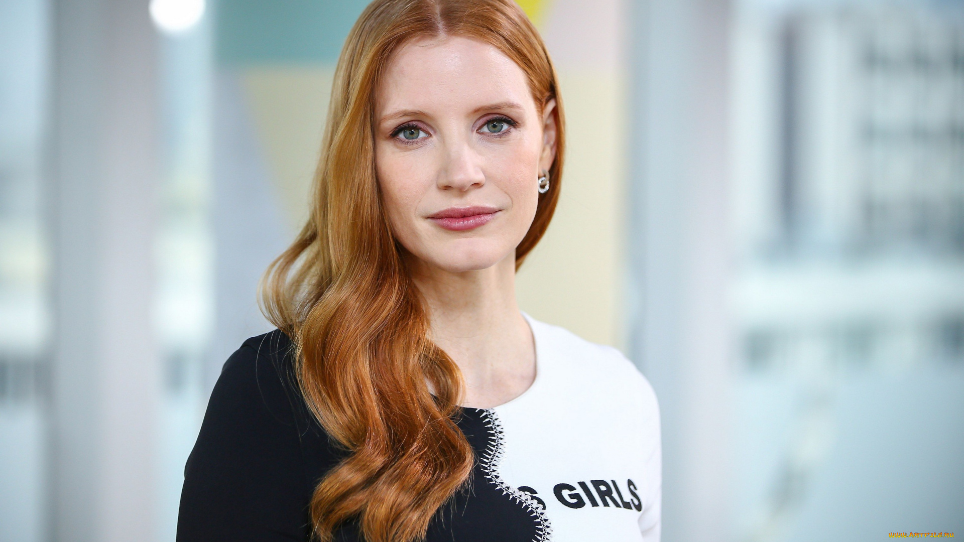 девушки, jessica, chastain, свитер, лицо, рыжая