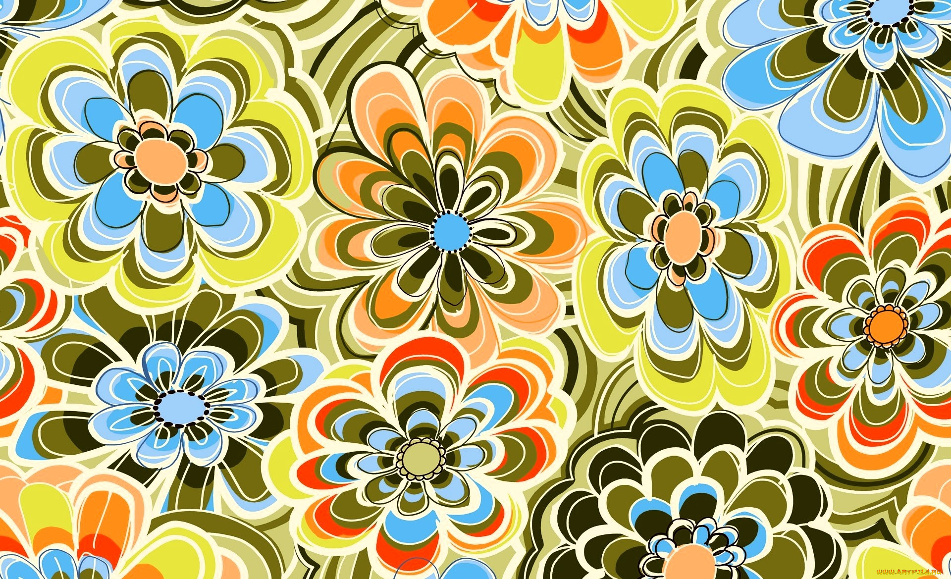 векторная, графика, цветы, , flowers, цветы