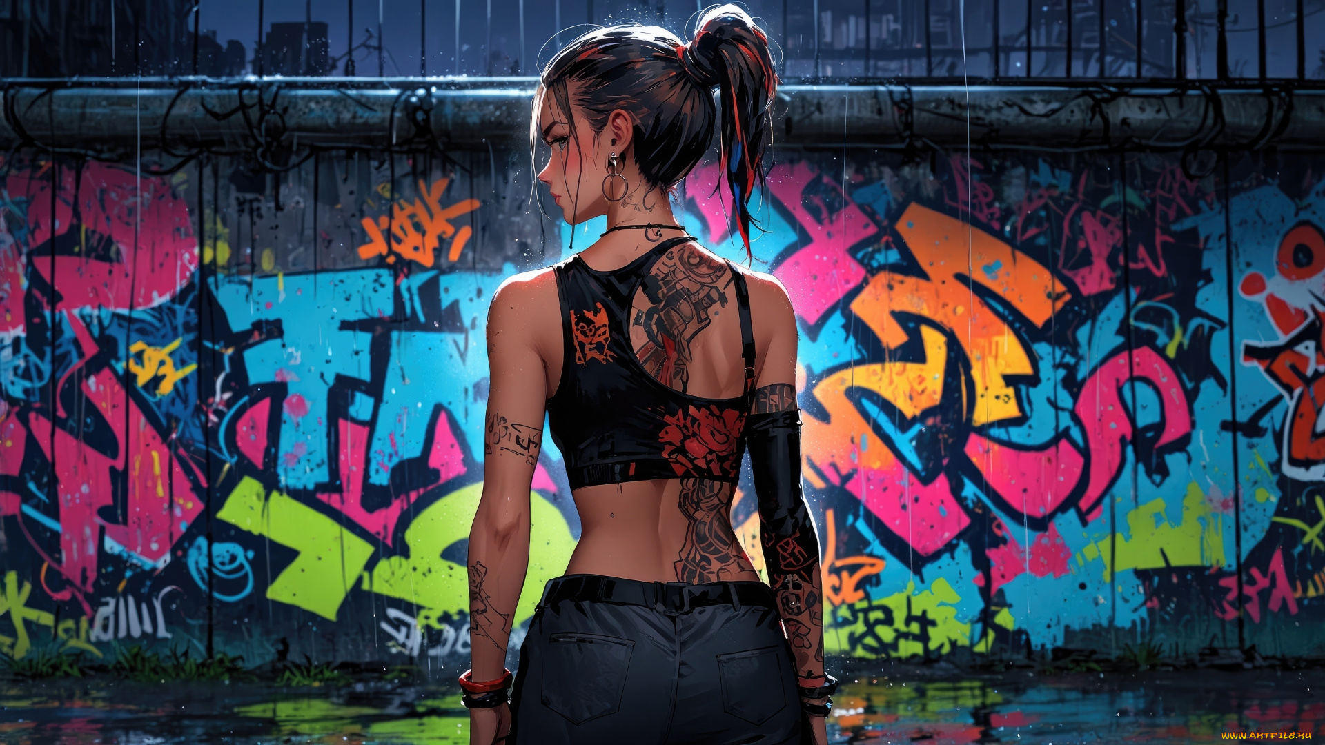 рисованное, люди, девушка