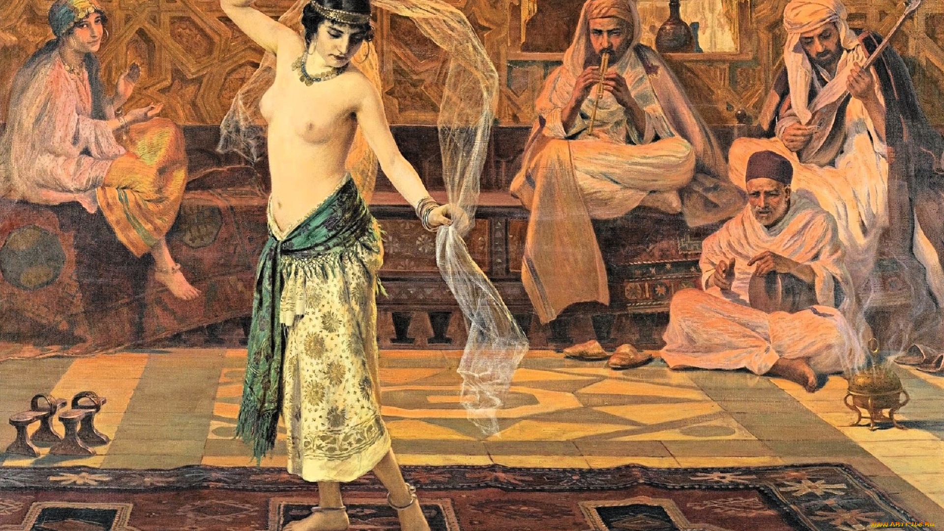 рисованное, otto, pilny, девушка, танец, ковер, музыканты