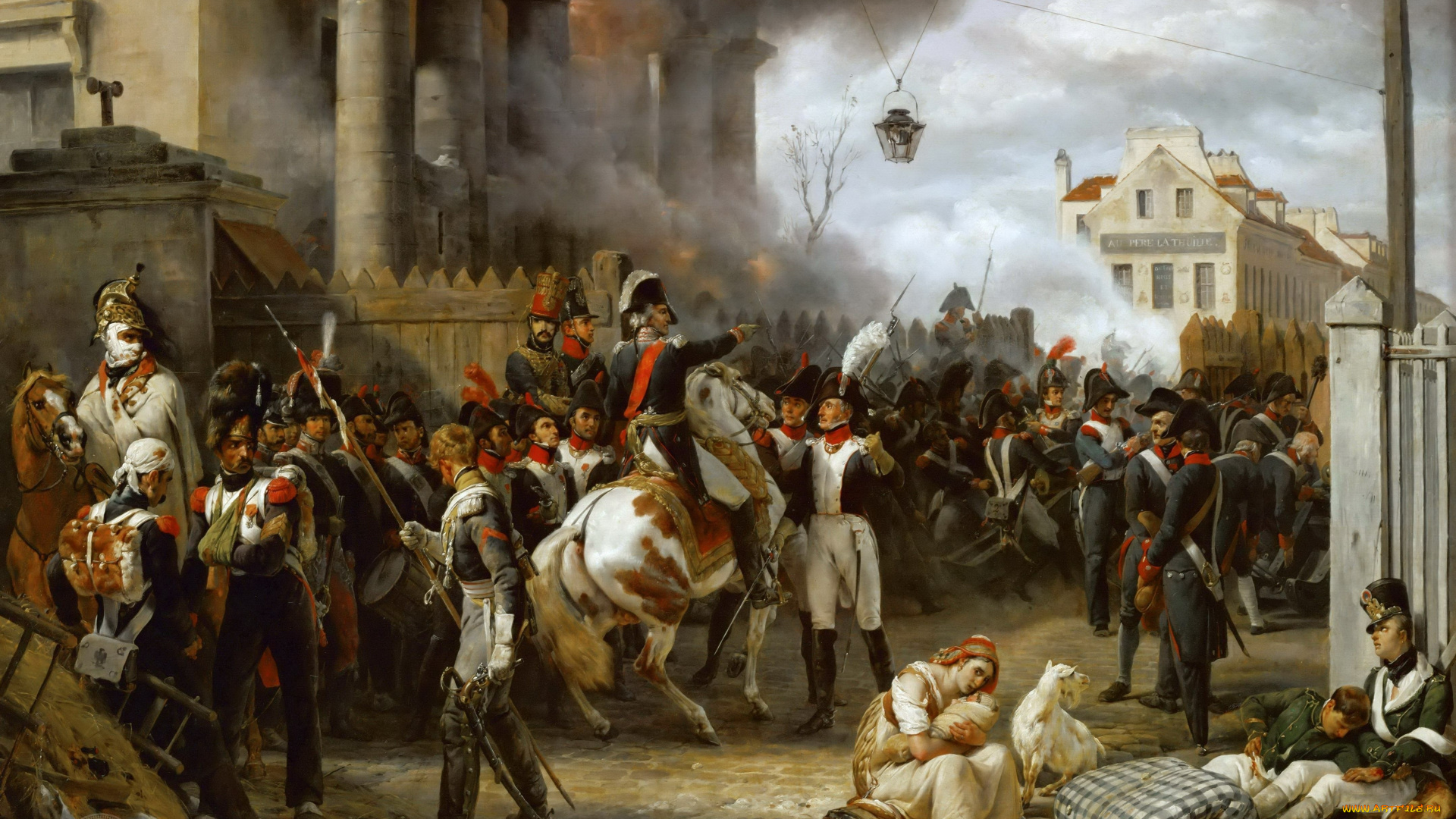 рисованное, живопись, эмиль, жан, oрас, верне, ворота, в, клиши, лувр, париж