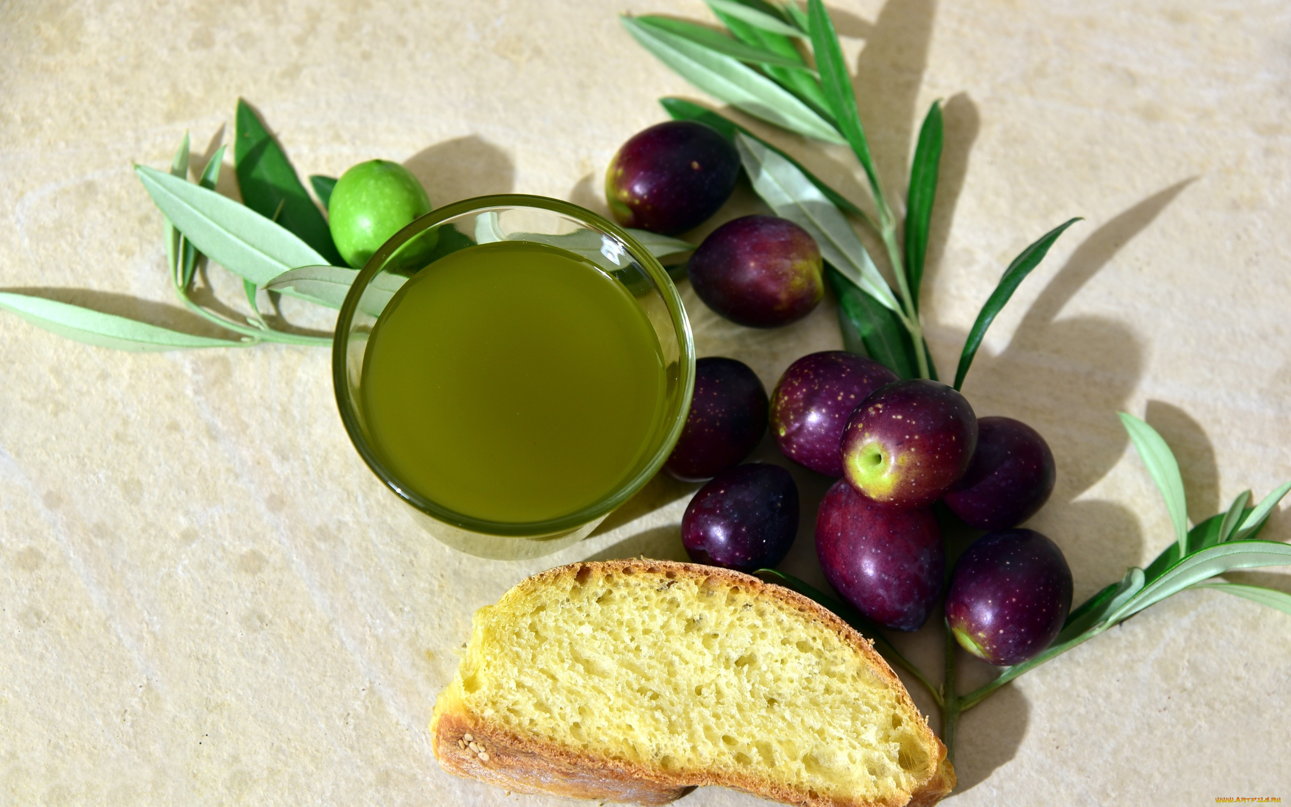 еда, оливки, масло, багет