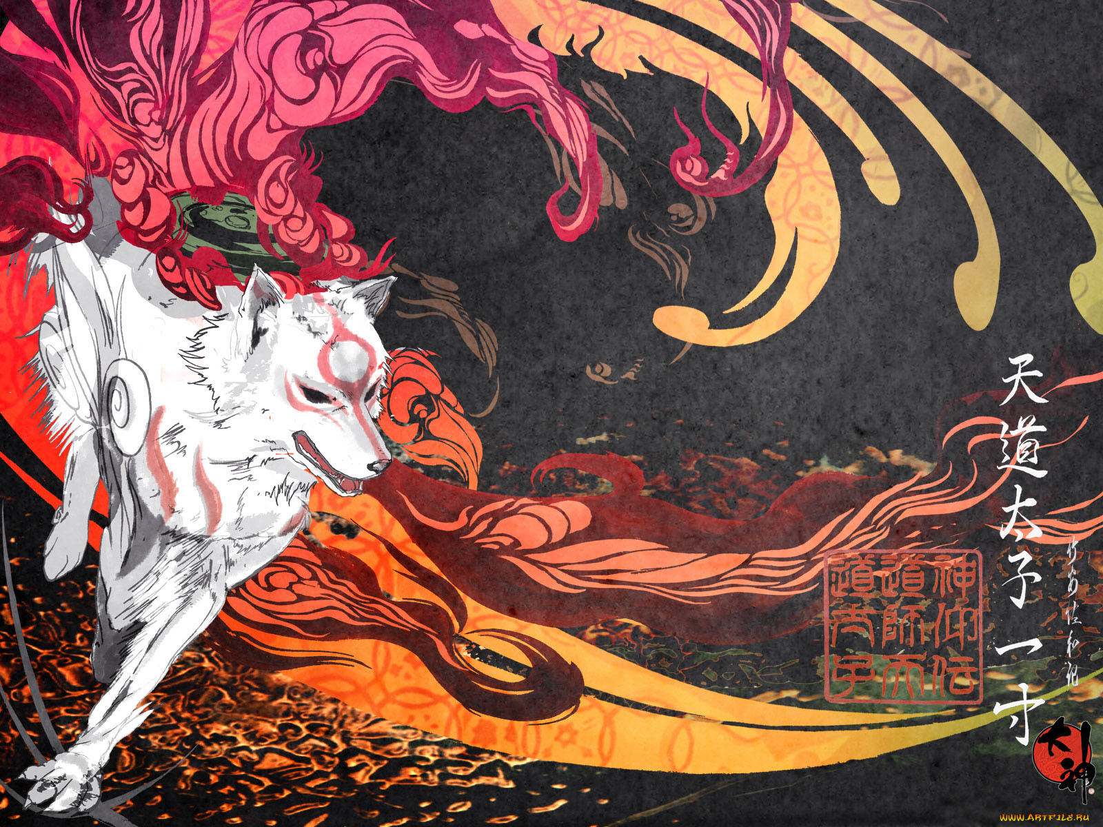 рисованные, животные, волки