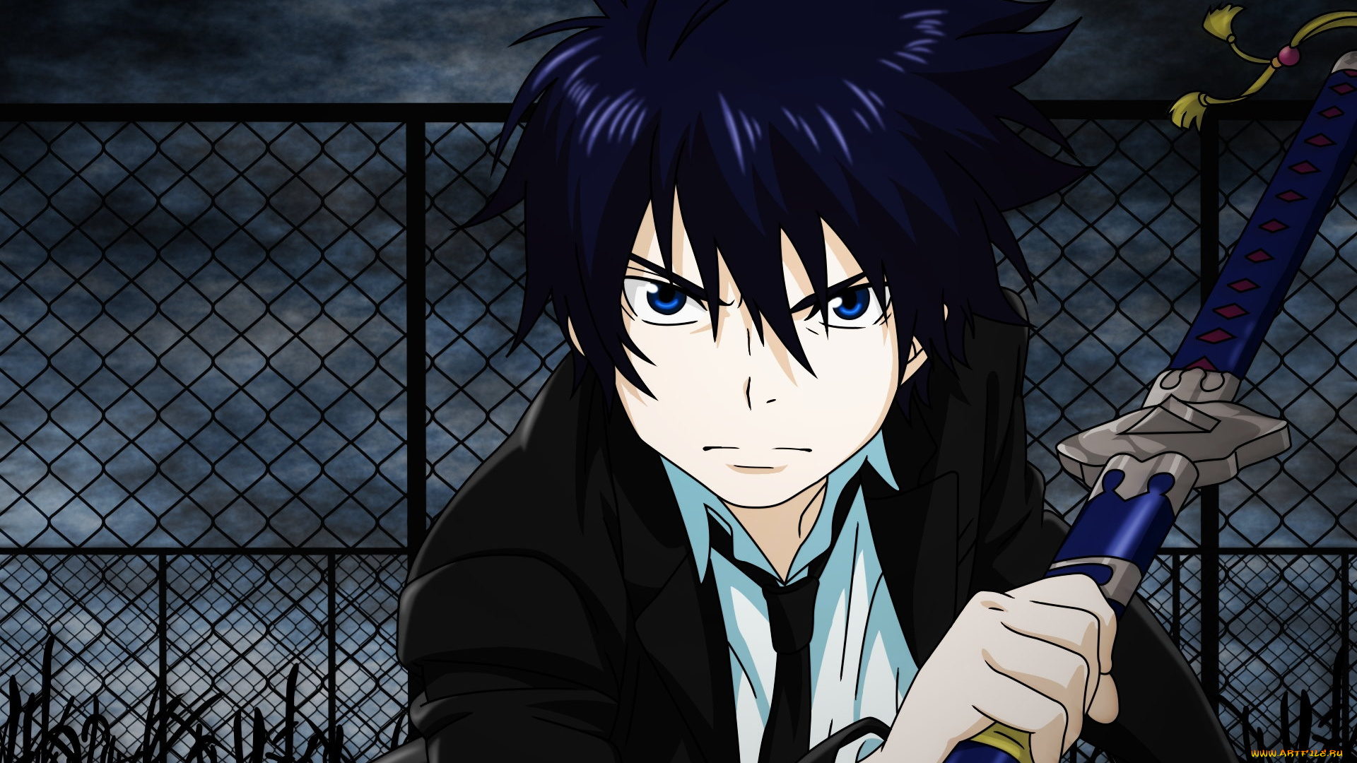 аниме, ao, no, exorcist, парень, меч