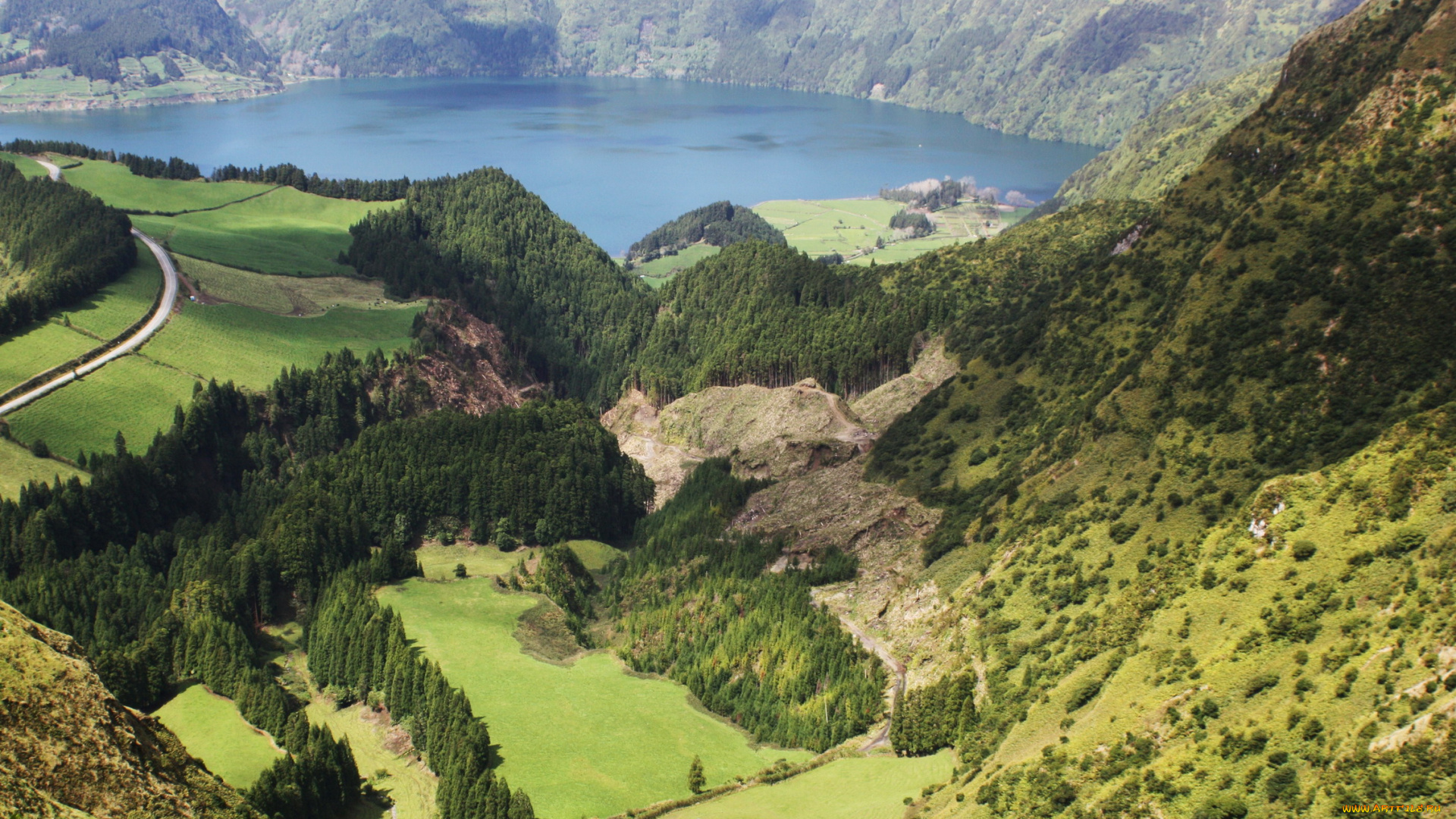 португалия, azores, san, miguel, природа, реки, озера, озеро, горы