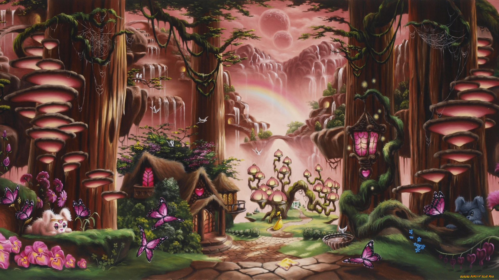 фэнтези, иные, миры, , иные, времена, бабочки, фея, зайцы, фонарики