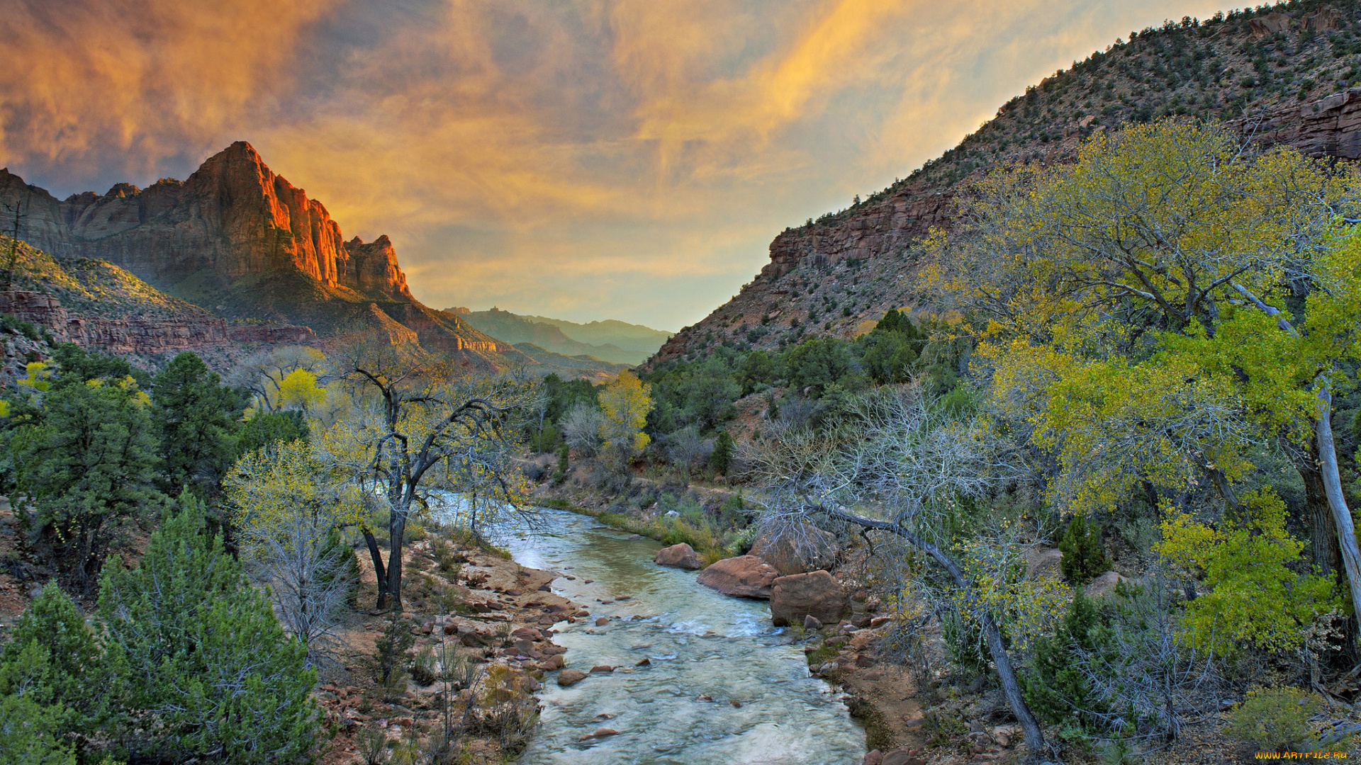 природа, реки, озера, осень, горы, река, лес