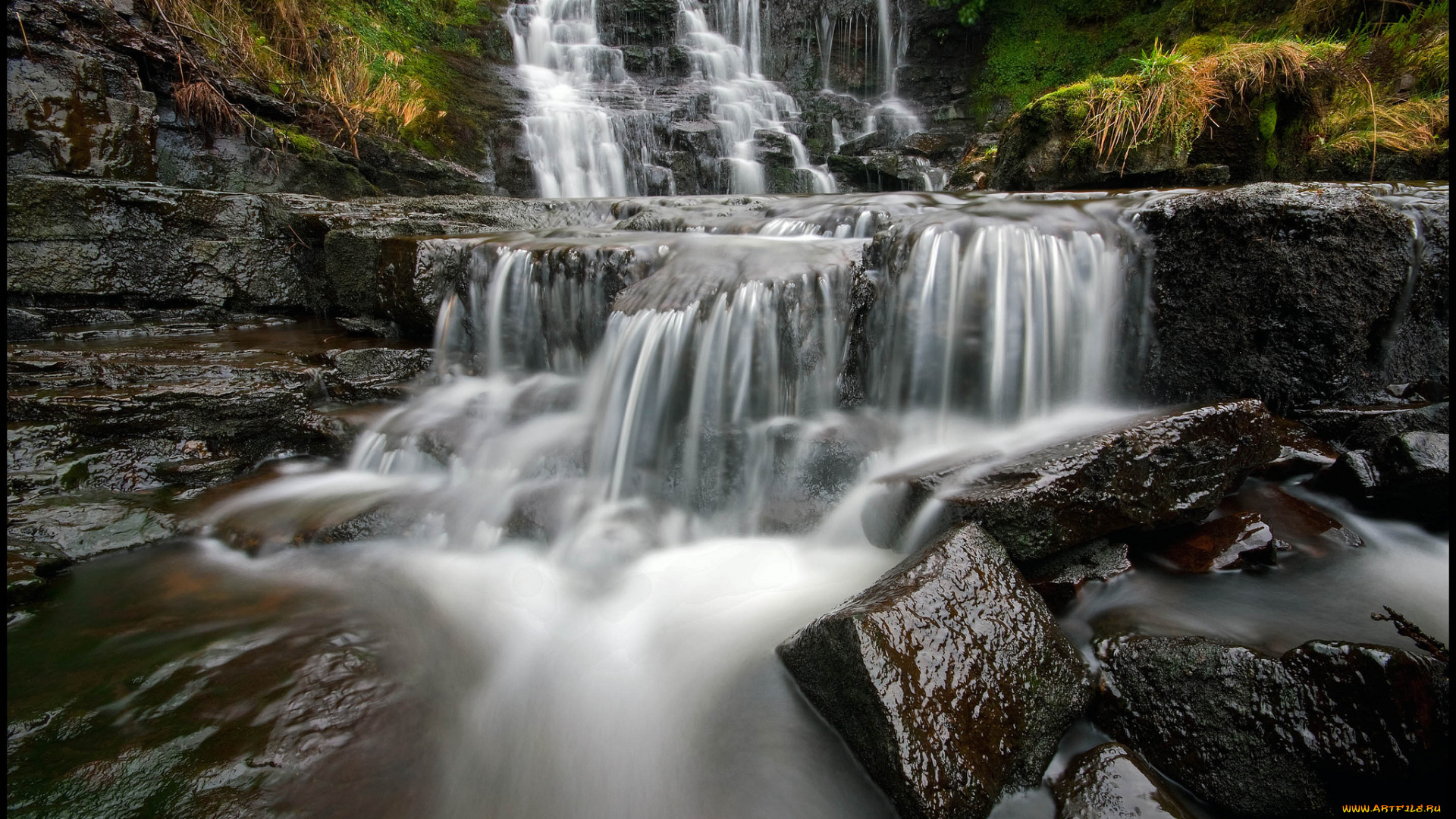 природа, водопады, водопад, река, лес, скалы, каскад