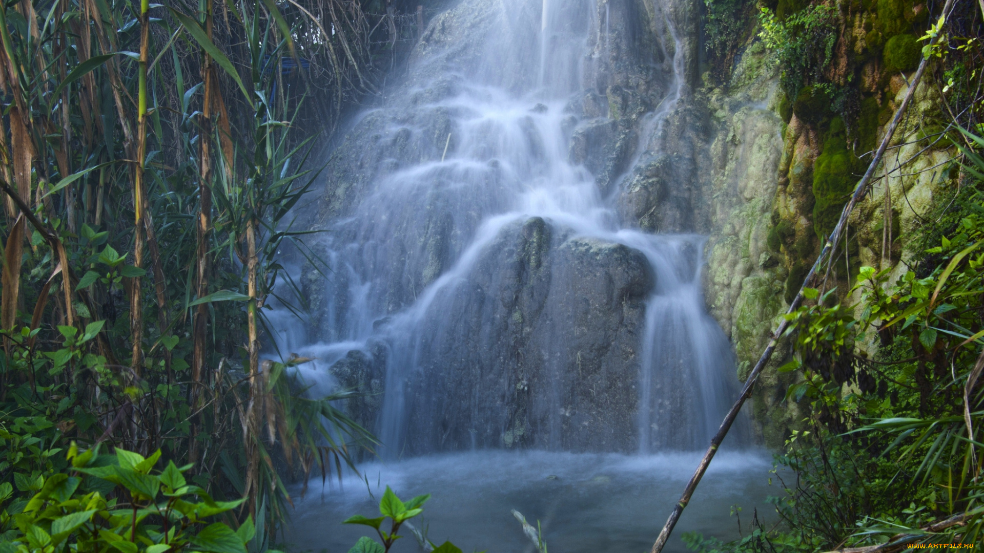 природа, водопады, водопад, река, скалы, джунгли