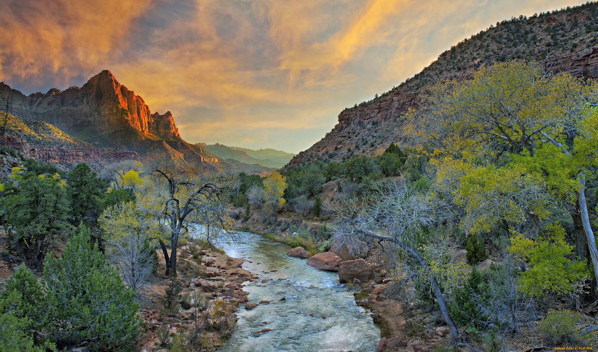 природа, реки, озера, осень, горы, река, лес