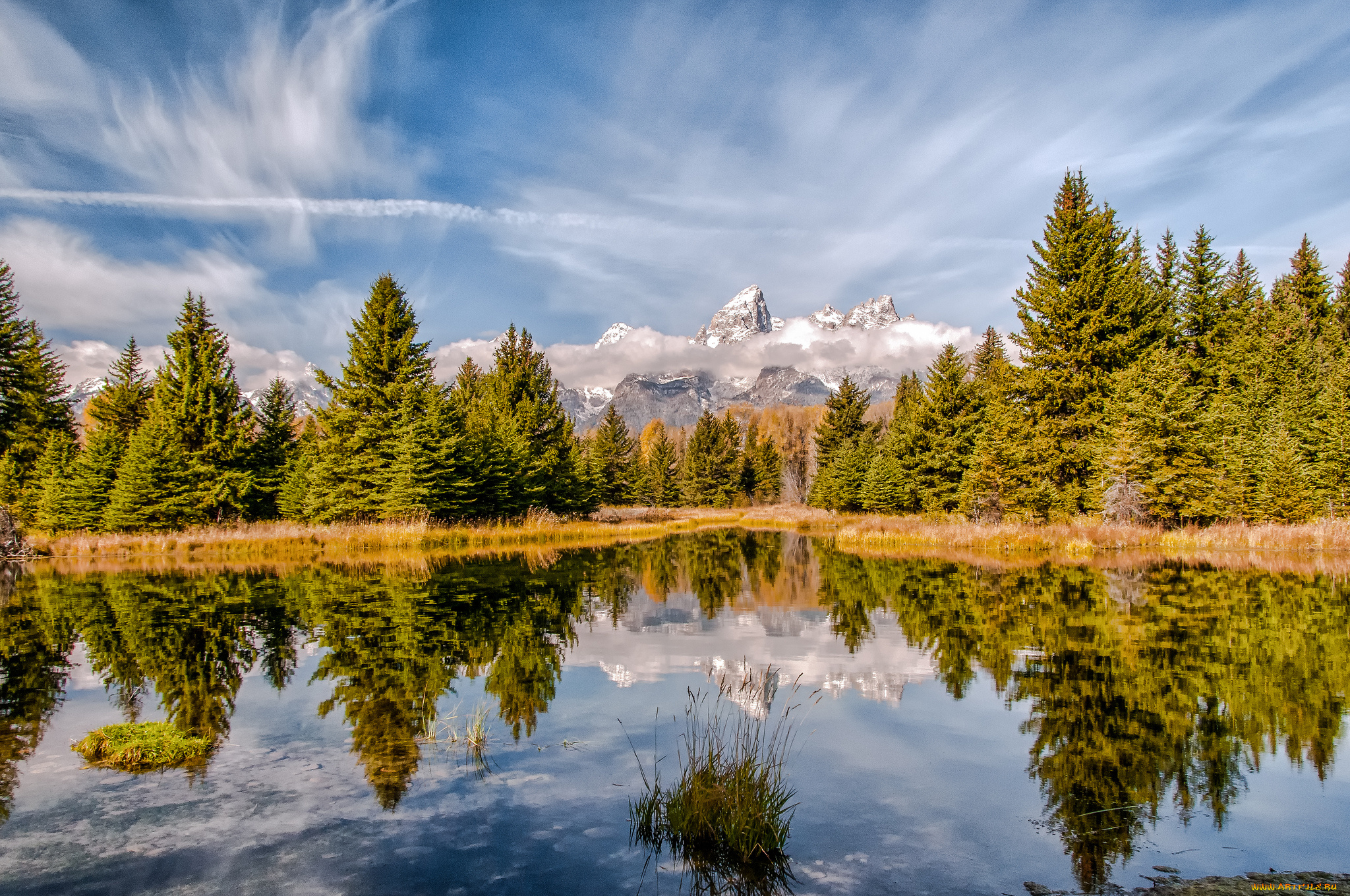 природа, реки, озера, горы, лес, озеро, облака