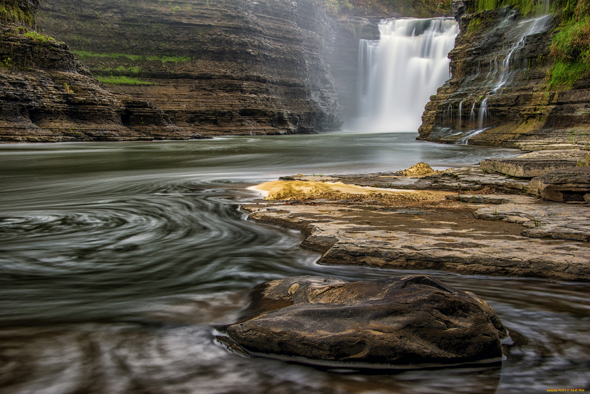 природа, водопады, водопад, камни, скалы, река