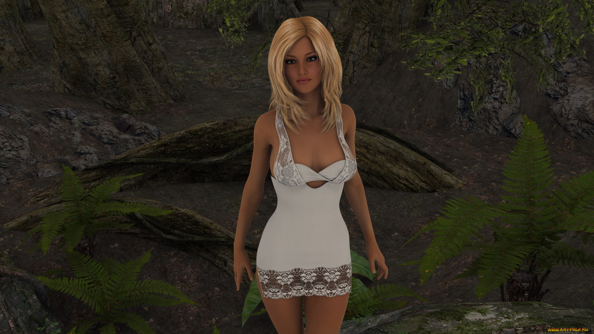 3д, графика, люди, , people, блондинка, фон, взгляд, девушка