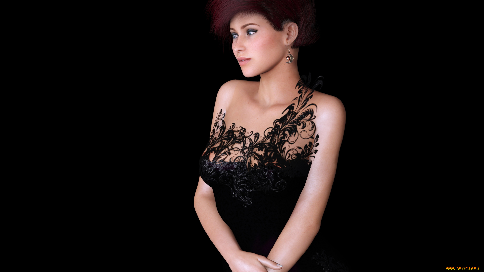 3д, графика, люди, , people, девушка, взгляд, фон