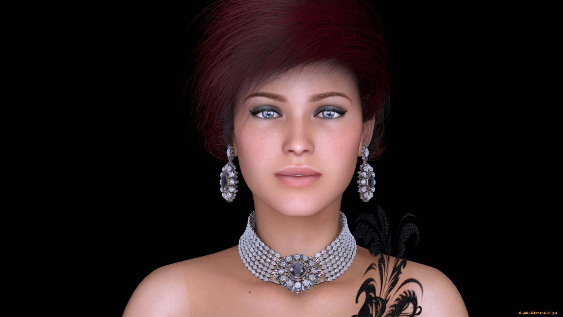 3д, графика, портрет, , portraits, фон, взгляд, девушка