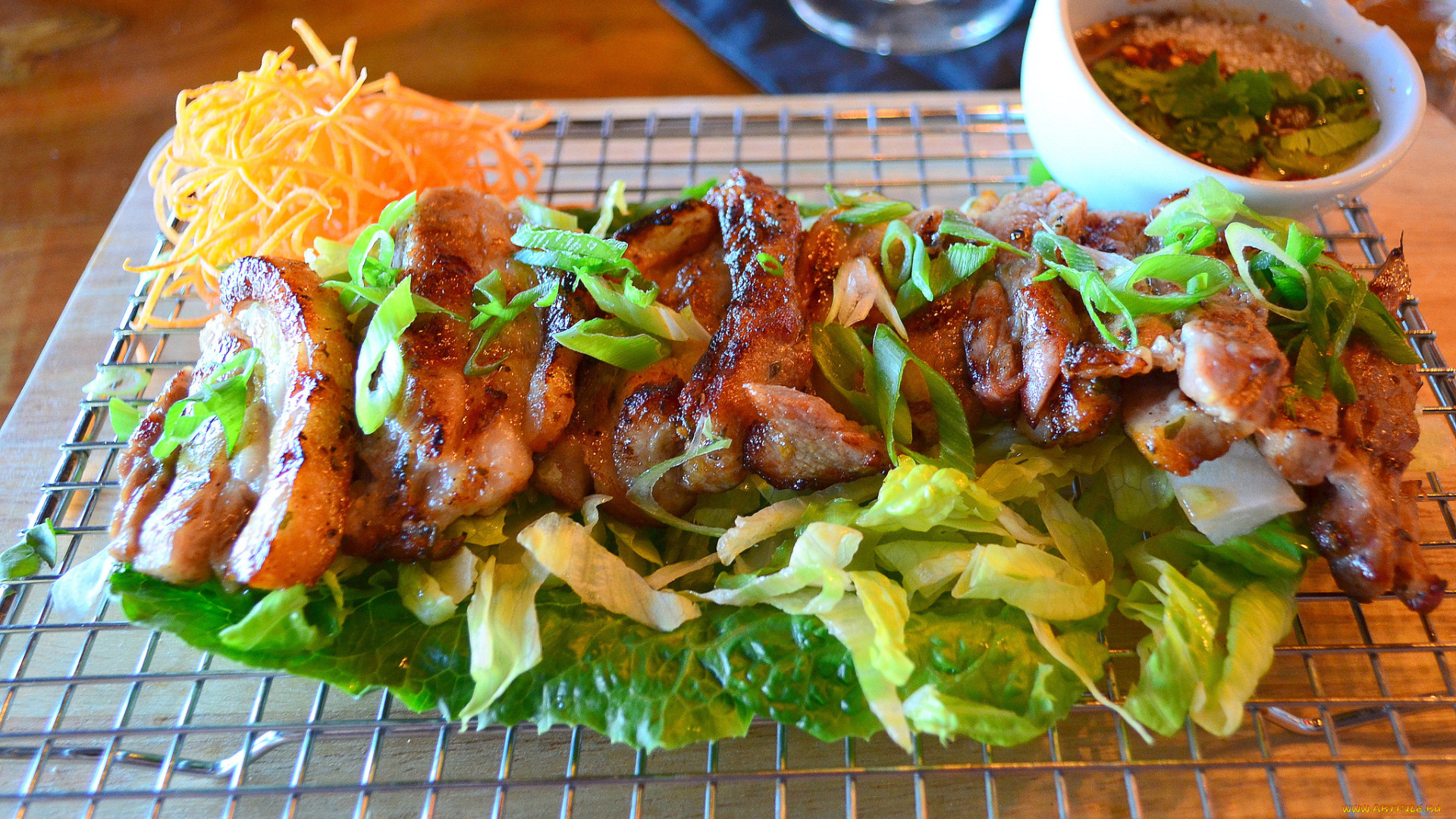 еда, мясные, блюда, зелень, мясо