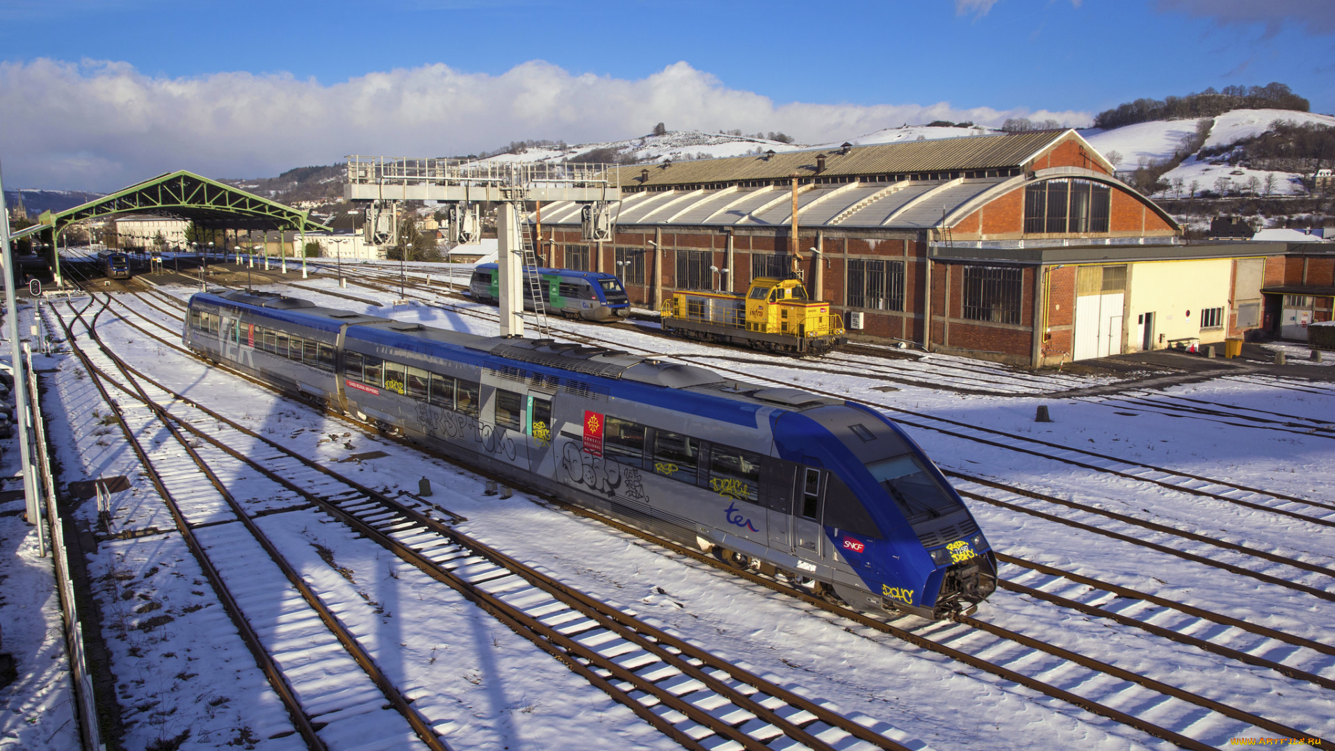 техника, поезда, железная, дорога, рельсы, локомотив, состав