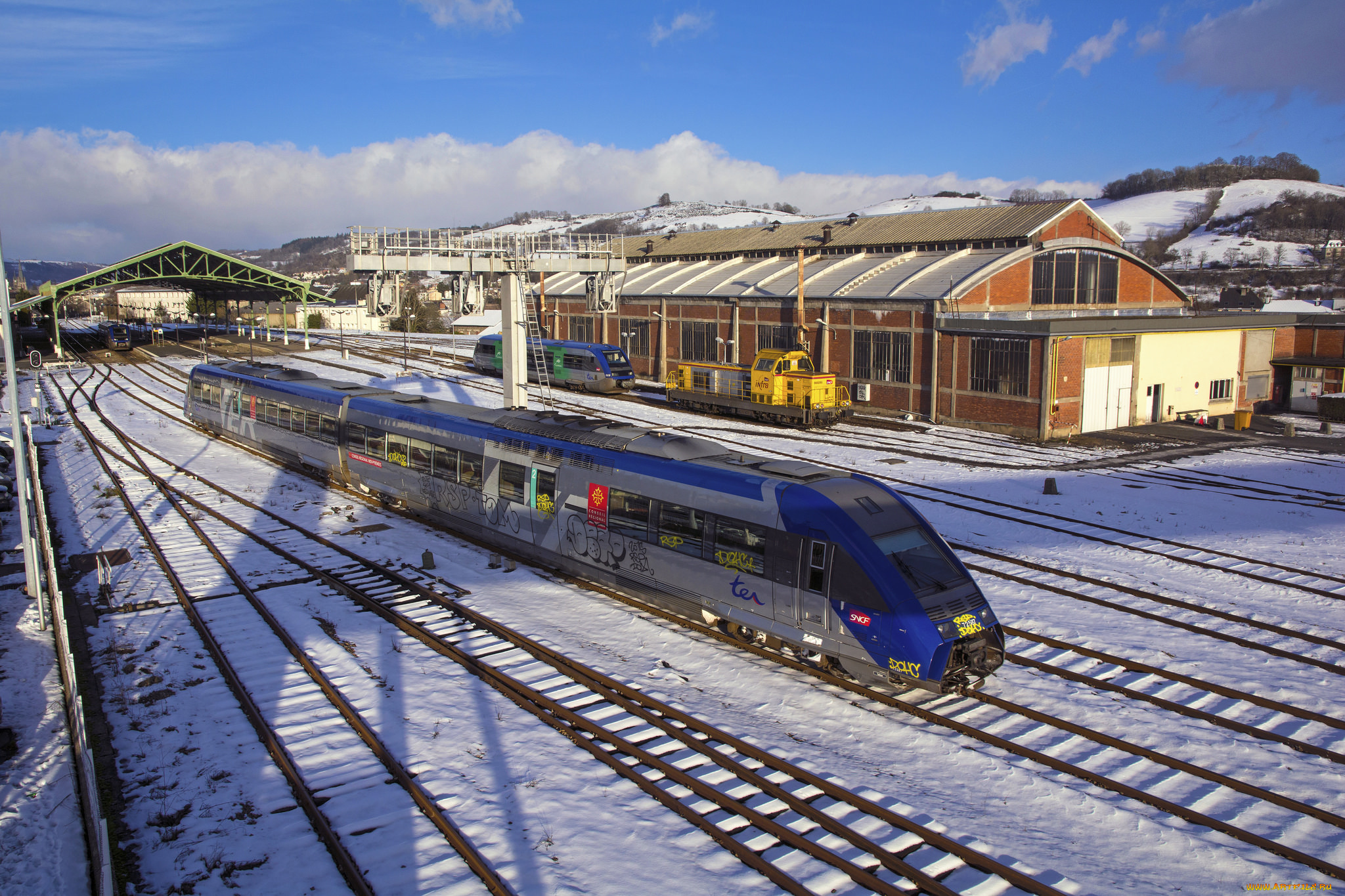 техника, поезда, железная, дорога, рельсы, локомотив, состав