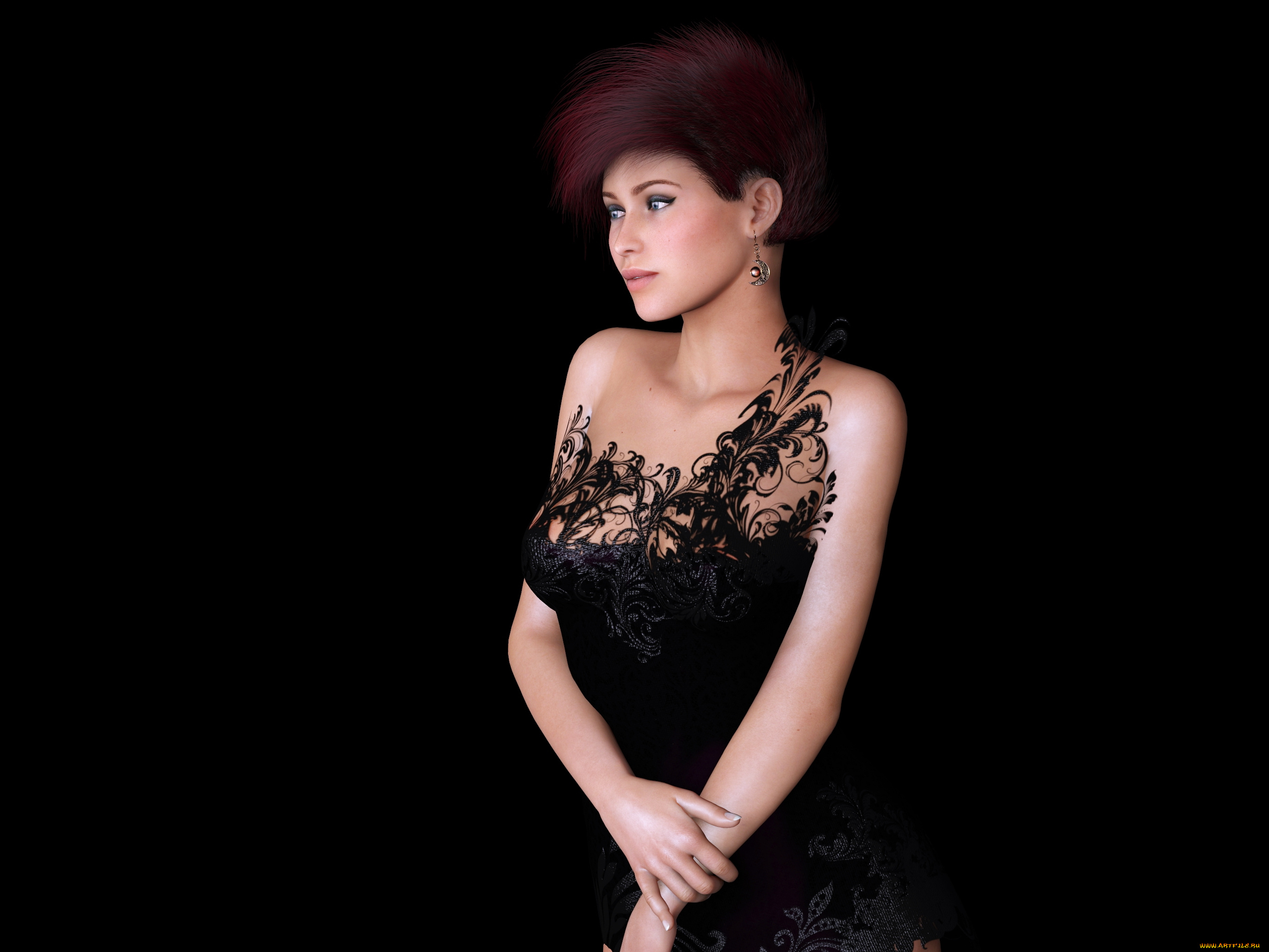 3д, графика, люди, , people, девушка, взгляд, фон