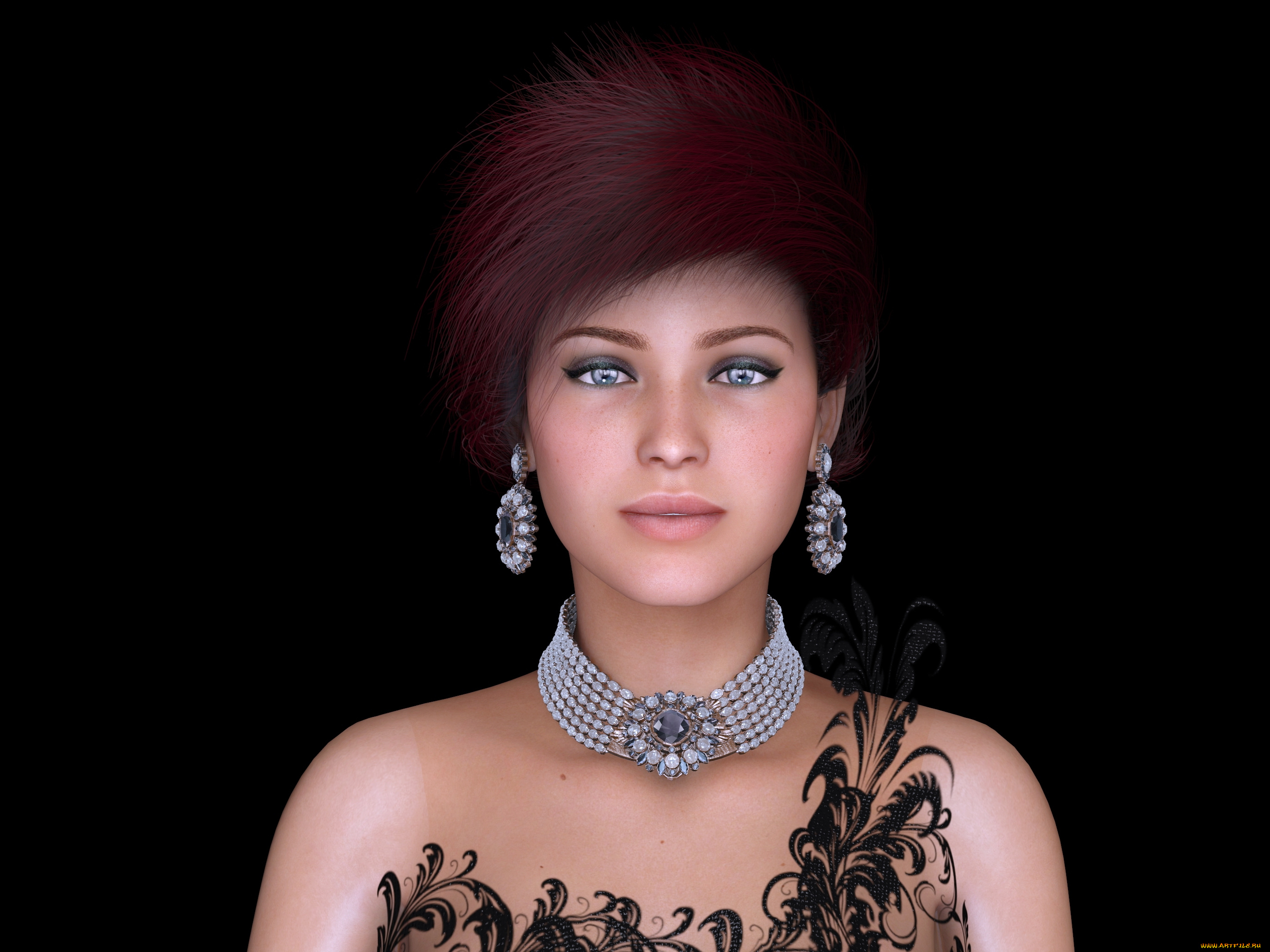 3д, графика, портрет, , portraits, фон, взгляд, девушка