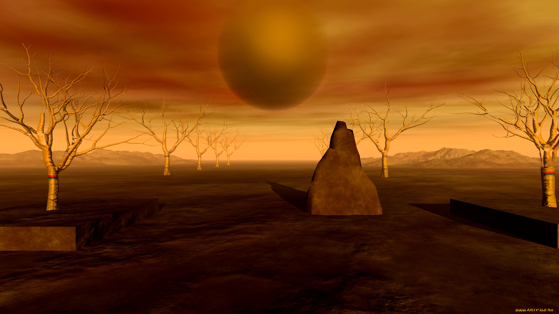 3д, графика, абстракция, , abstract, деревья