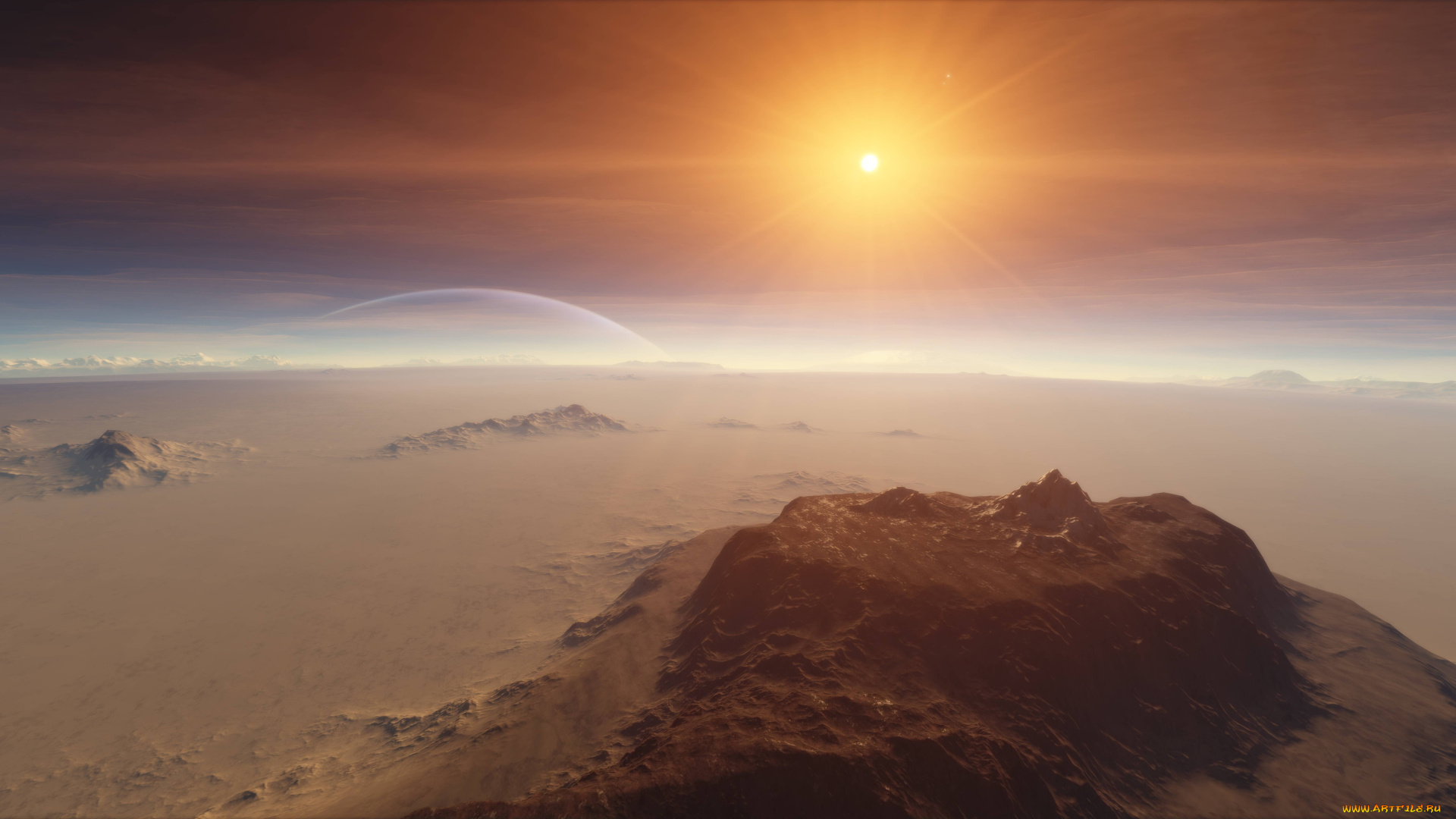 3д, графика, атмосфера, настроение, , atmosphere, , , mood, , поверхность, планета, горы