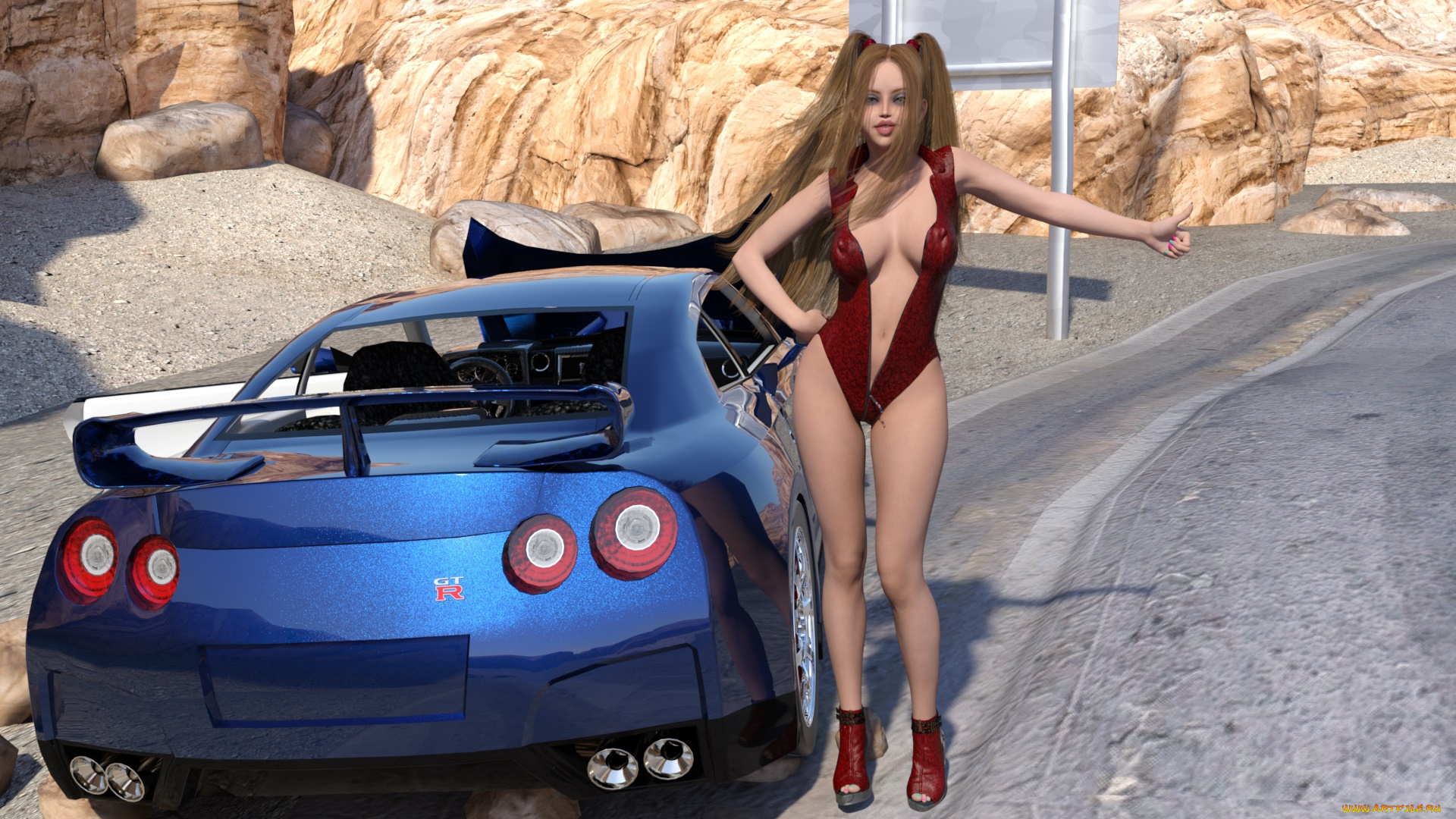 3д, графика, люди-авто, мото, , people-, car, , , moto, девушка, взгляд, фон