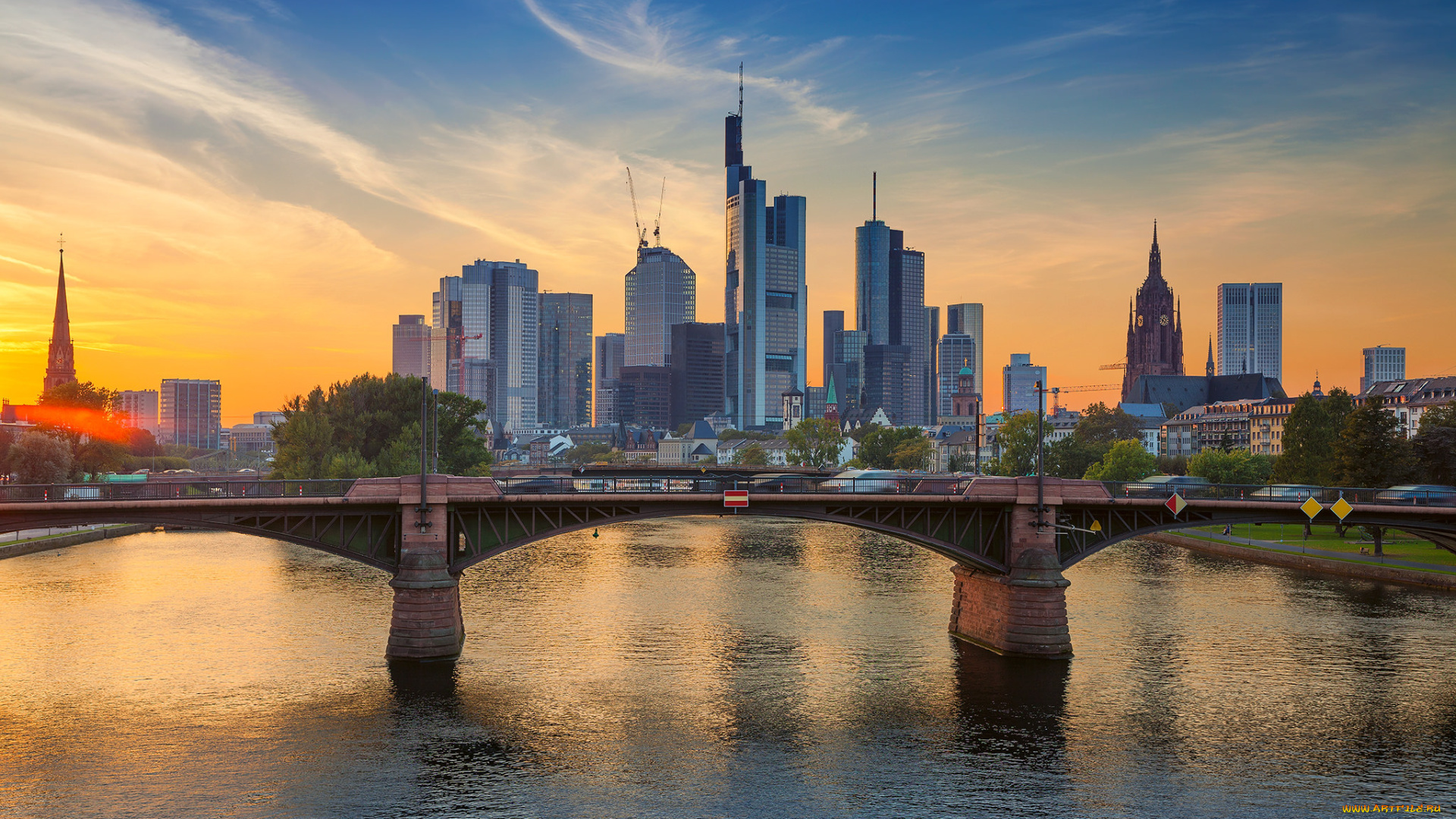 frankfurt, am, main, города, франкфурт-на-майне, , германия, река, мост