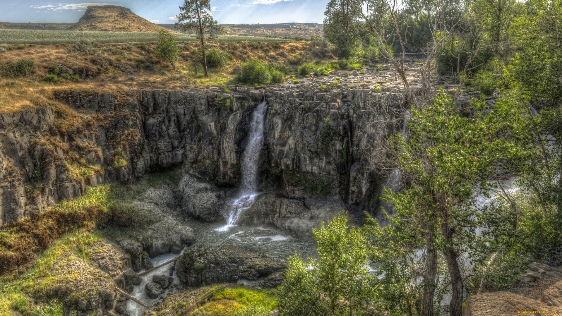 природа, водопады, лес, водопад, река