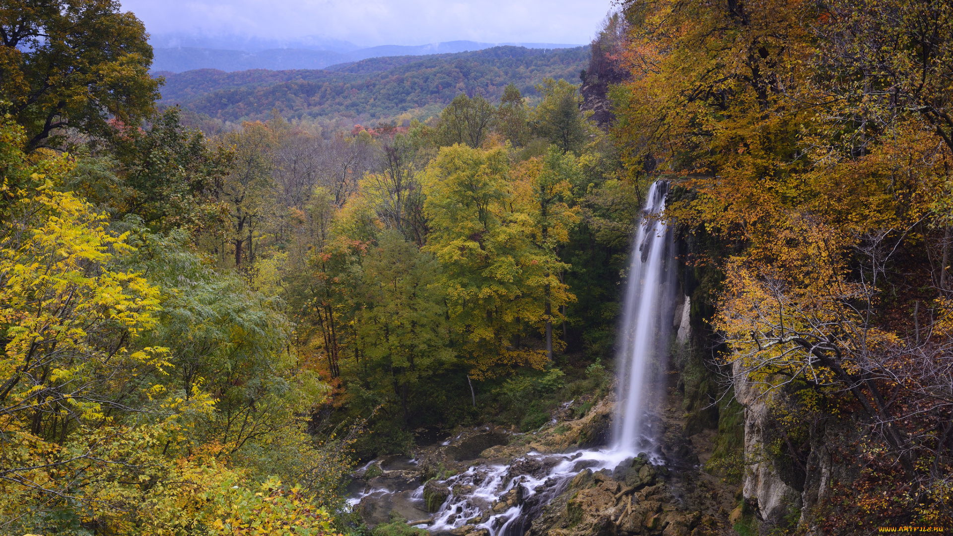 природа, водопады, река, лес, водопад
