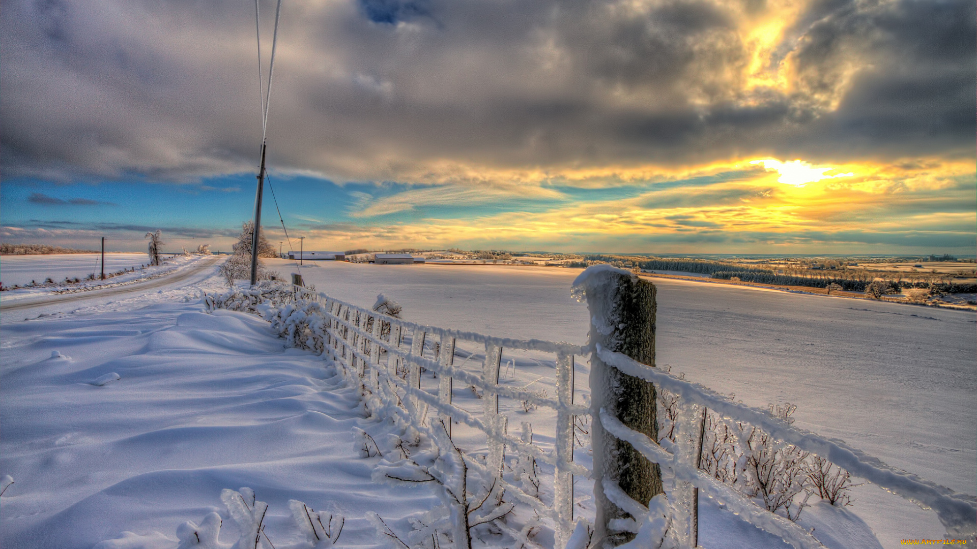 природа, зима, снег