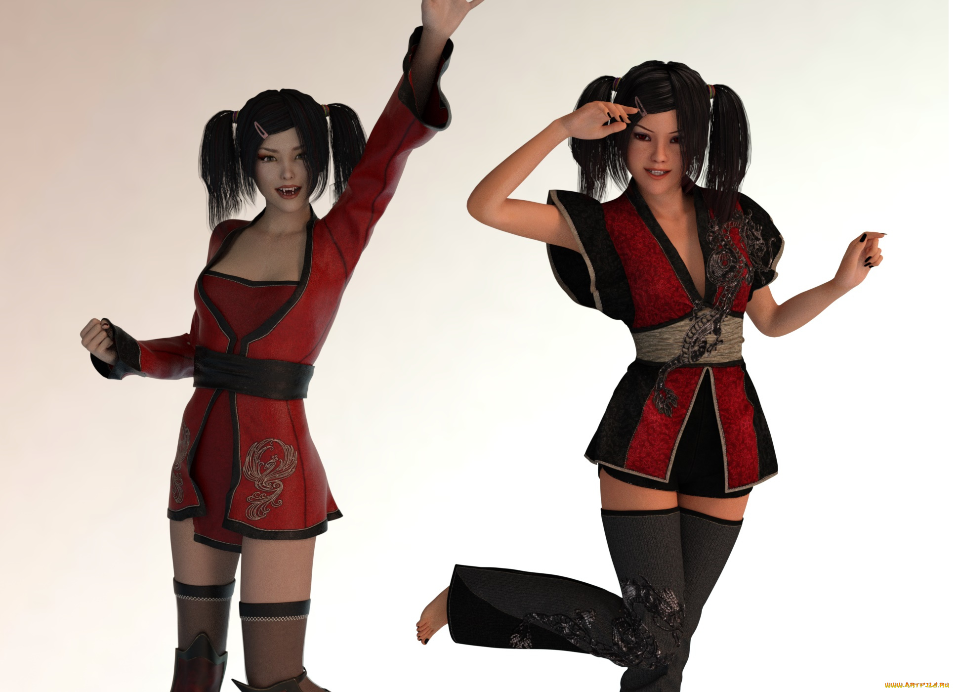 3д, графика, существа, , creatures, девушки, взгляд, фон, вампиры