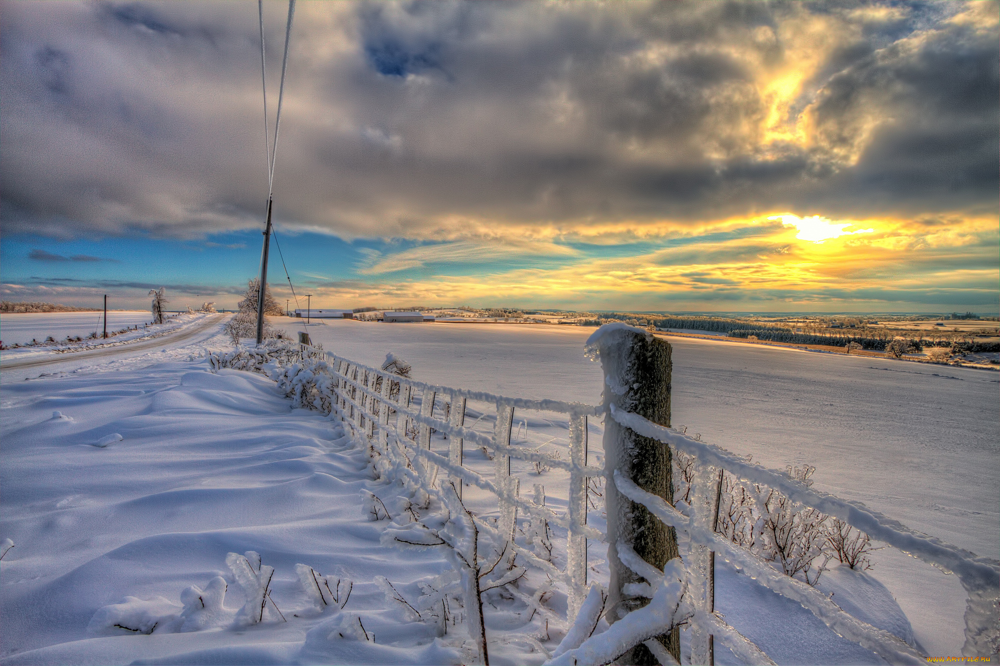 природа, зима, снег