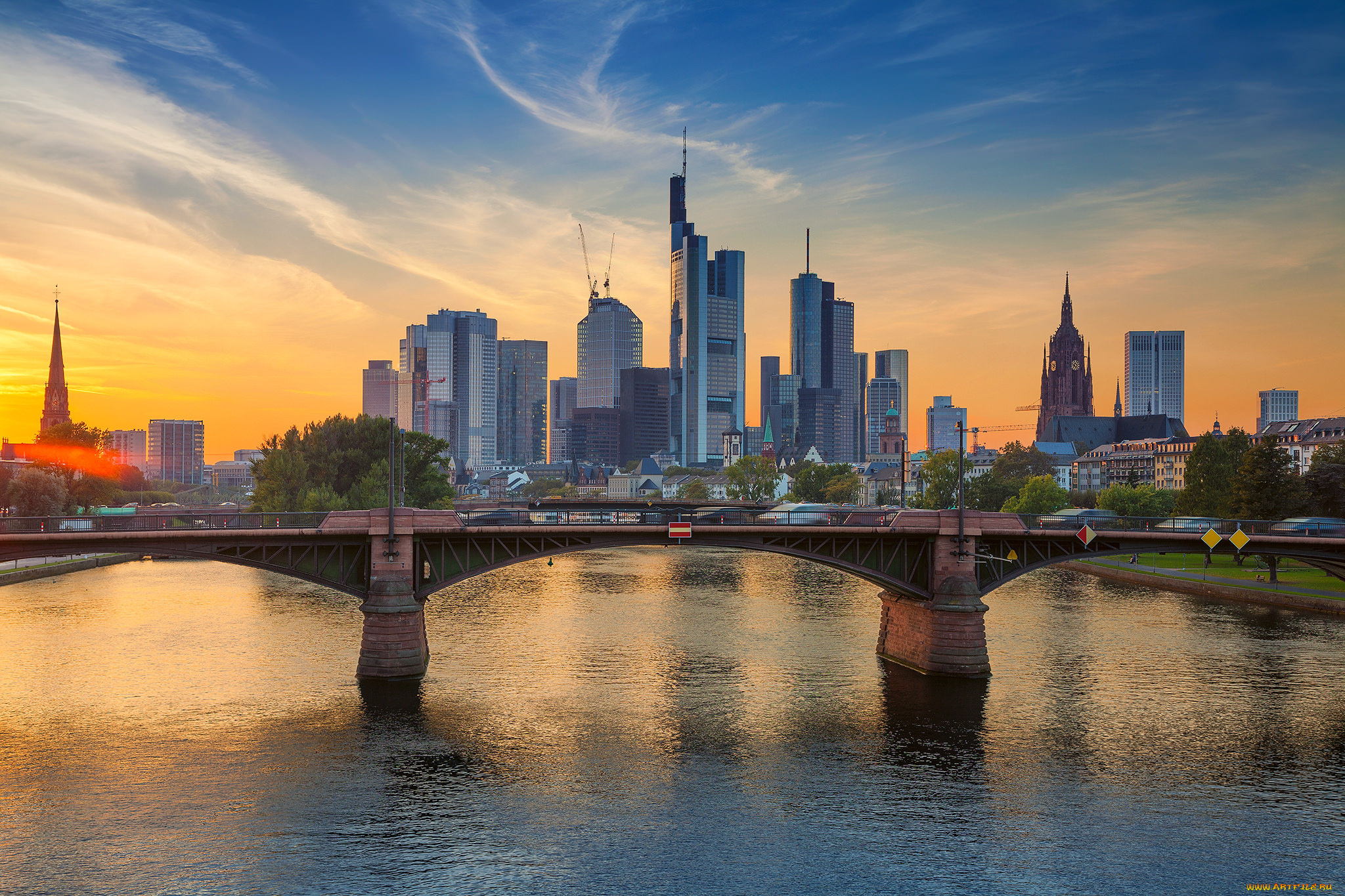 frankfurt, am, main, города, франкфурт-на-майне, , германия, река, мост