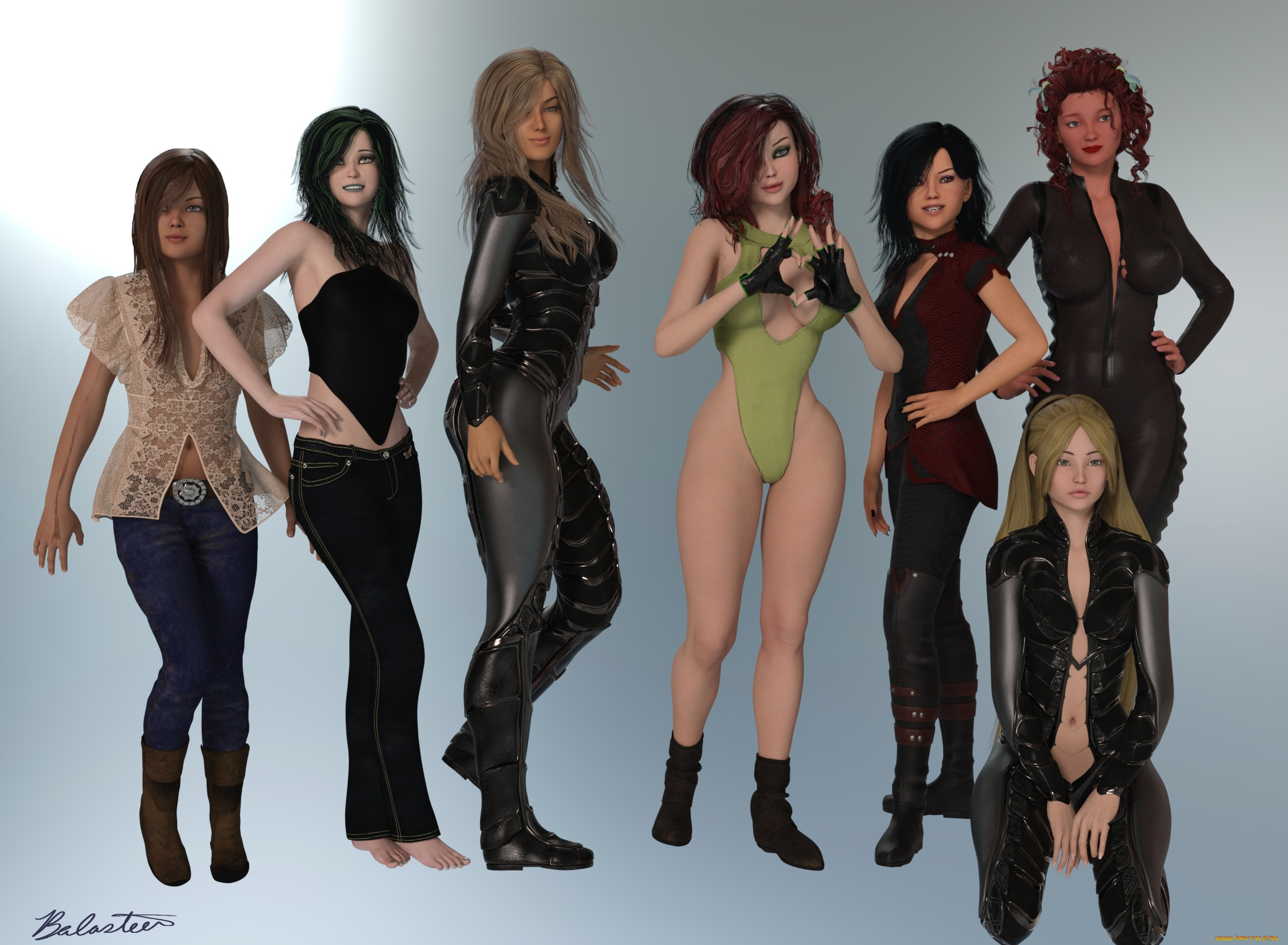 3д, графика, люди, , people, девушки, взгляд, фон