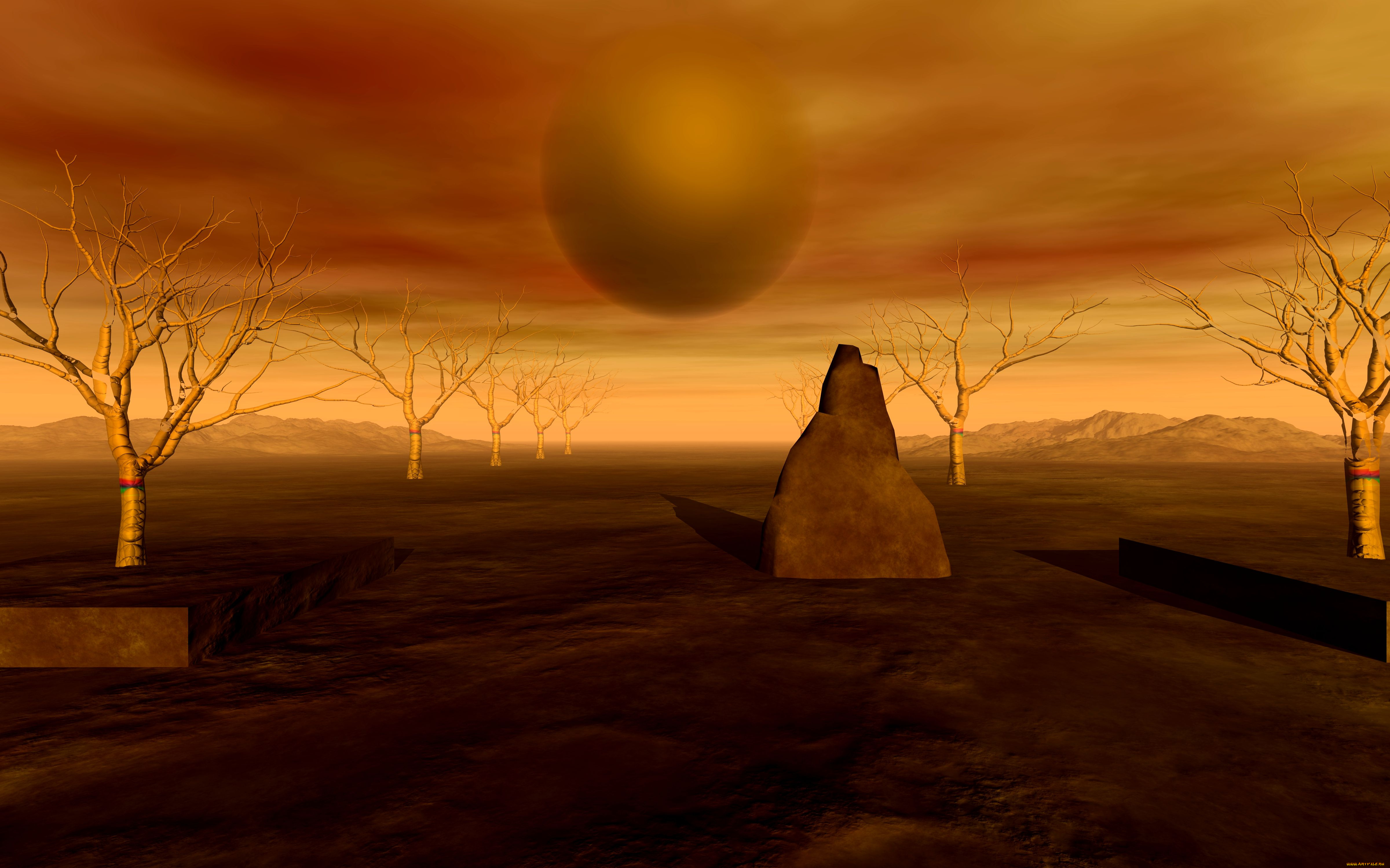 3д, графика, абстракция, , abstract, деревья