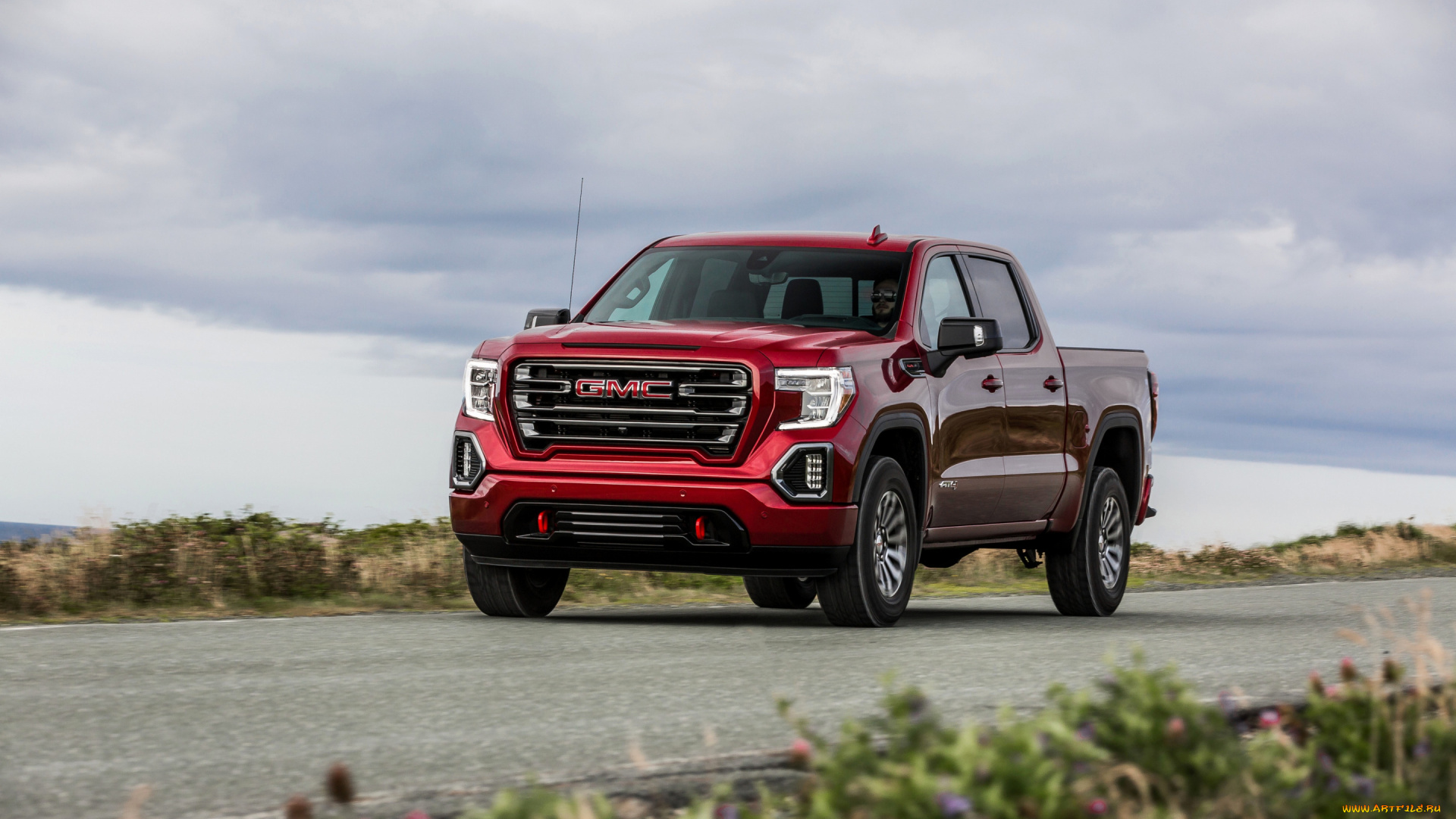 2019, gmc, sierra, at4, автомобили, gm-gmc, экстерьер, американские, 2019, sierra, новый, пикап, красный