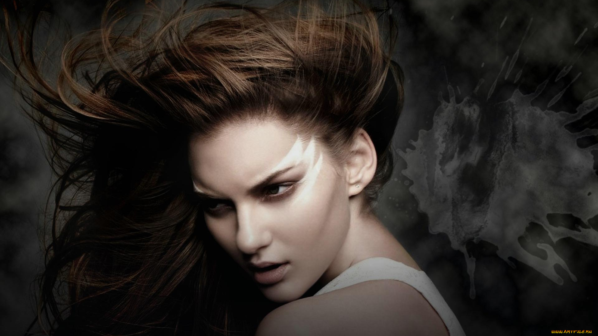 девушки, -unsort, , лица, , портреты, anya, kazakova, лицо, майка, клякса, шатенка