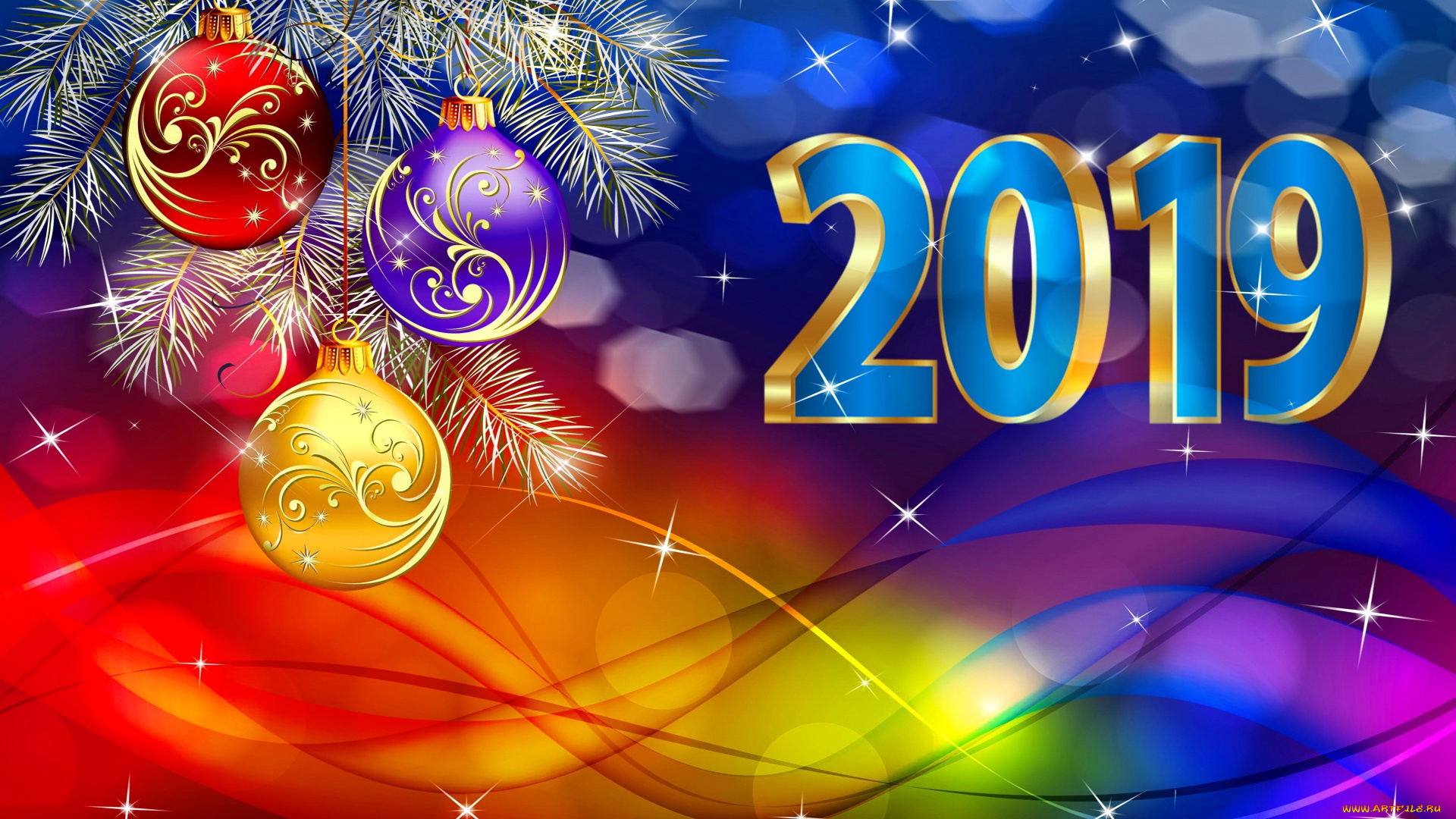 праздничные, векторная, графика, , новый, год, фон, шары