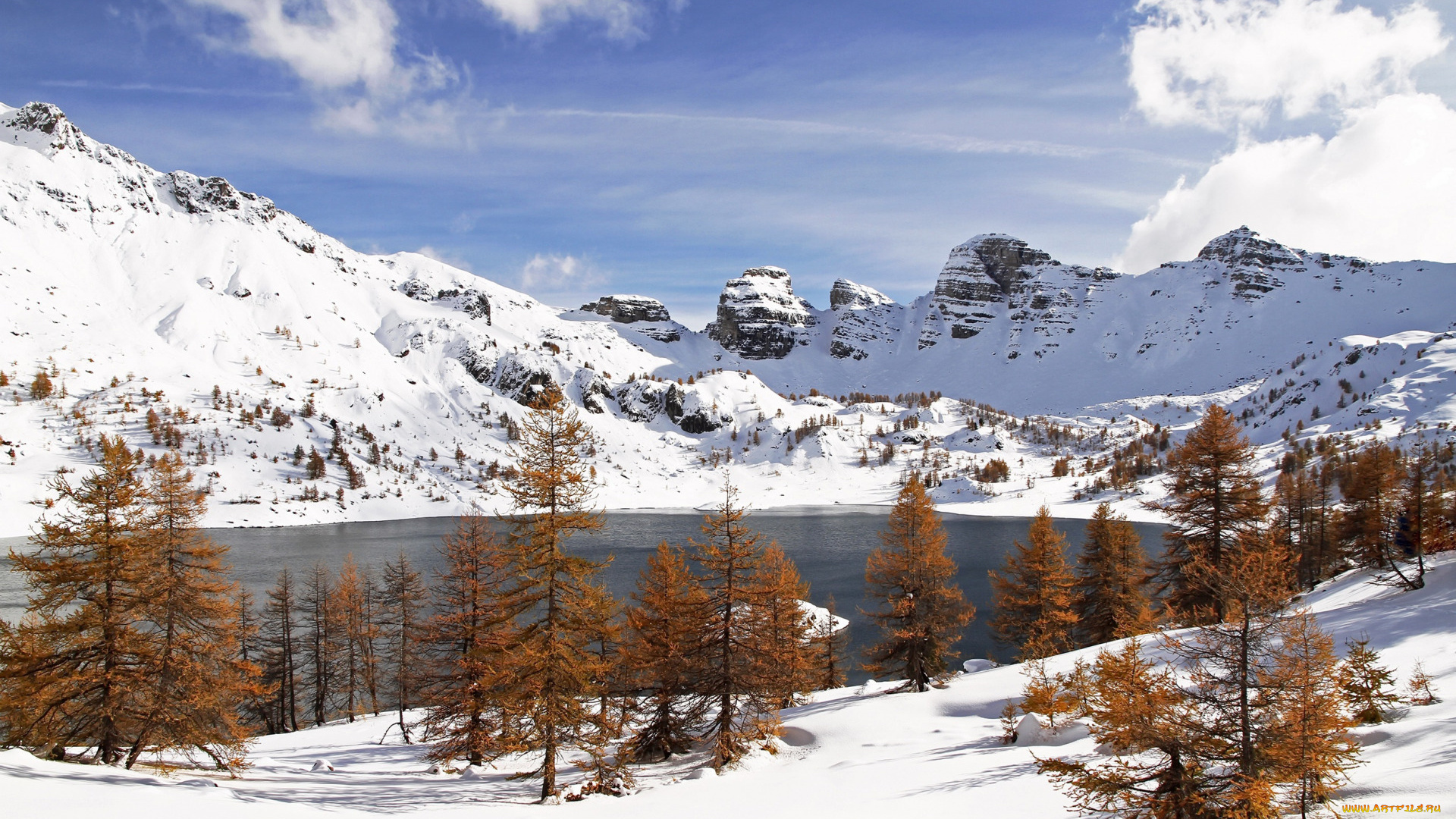 природа, горы, снег, зима