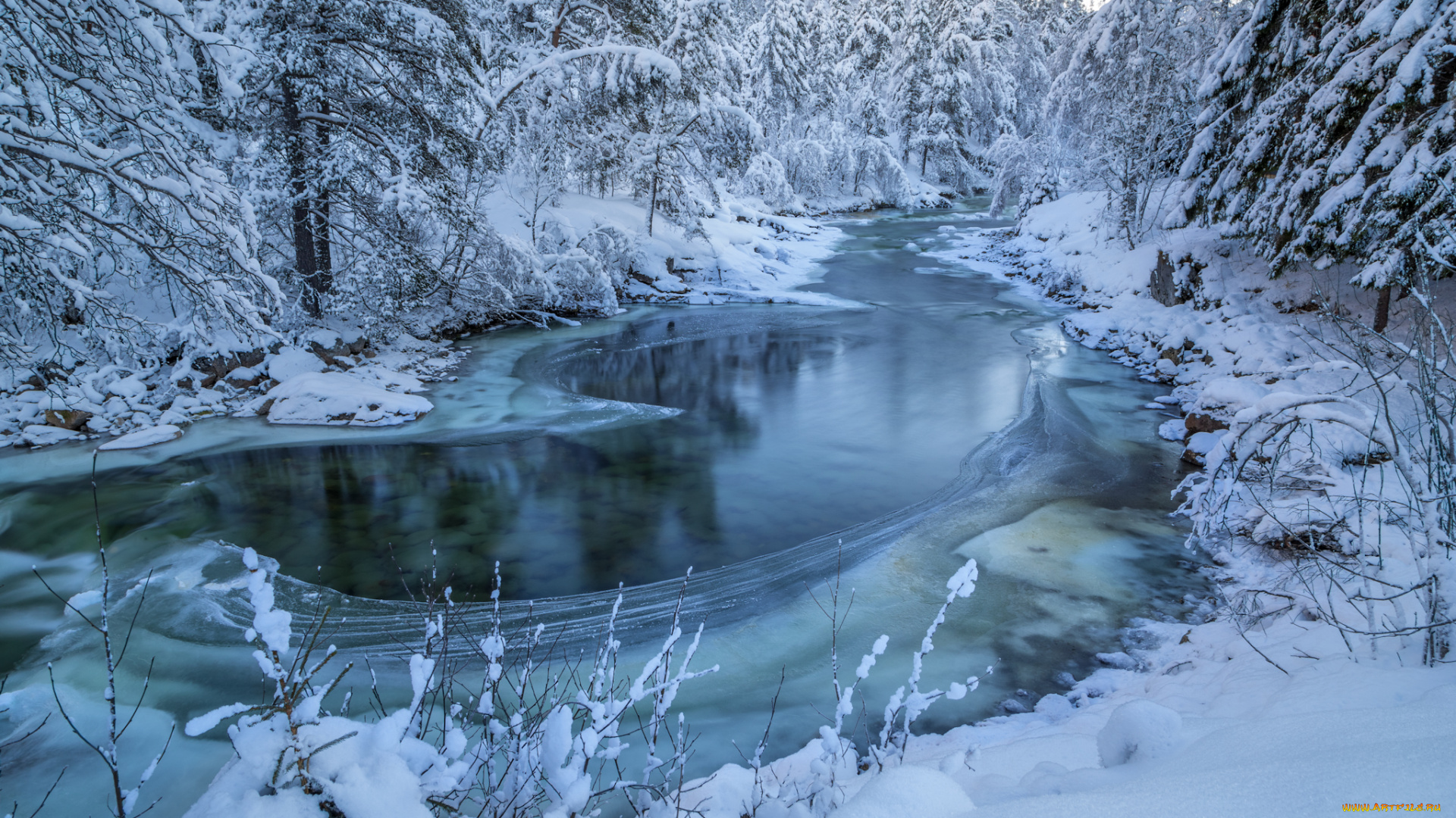 природа, реки, озера, снег, зима