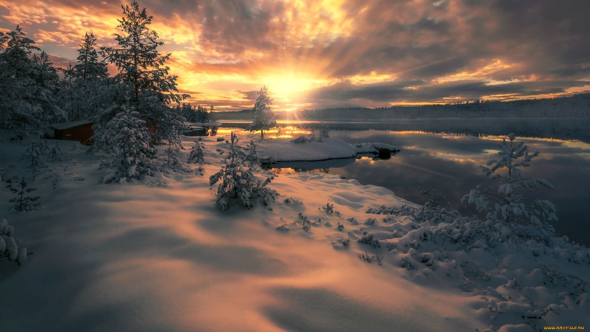 природа, зима, снег